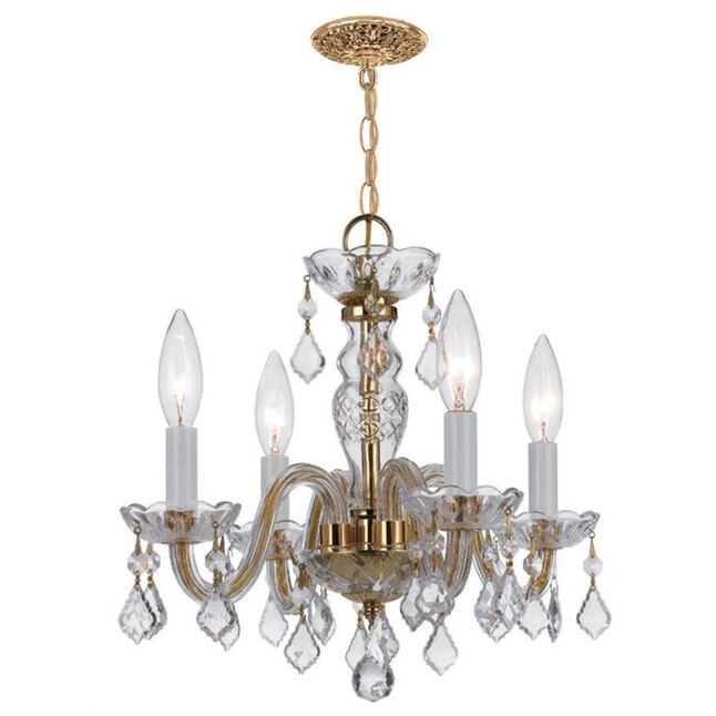 Crystorama Traditional Crystal 4 Light, Small Crystal And Brass Chandelier