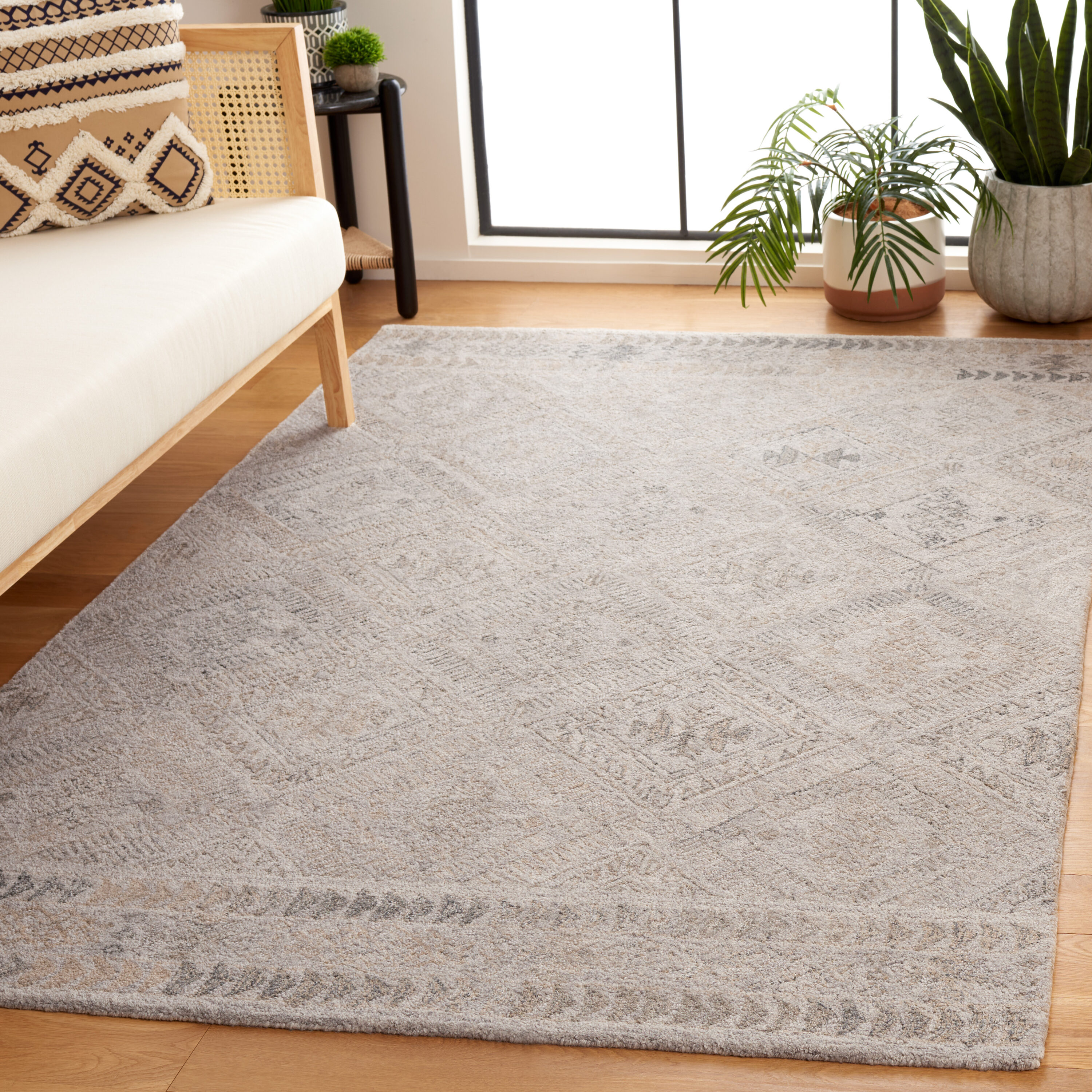 Abstract 880 Gray/Beige Bohemian 4ft x 6ft Small Rectangle Rug