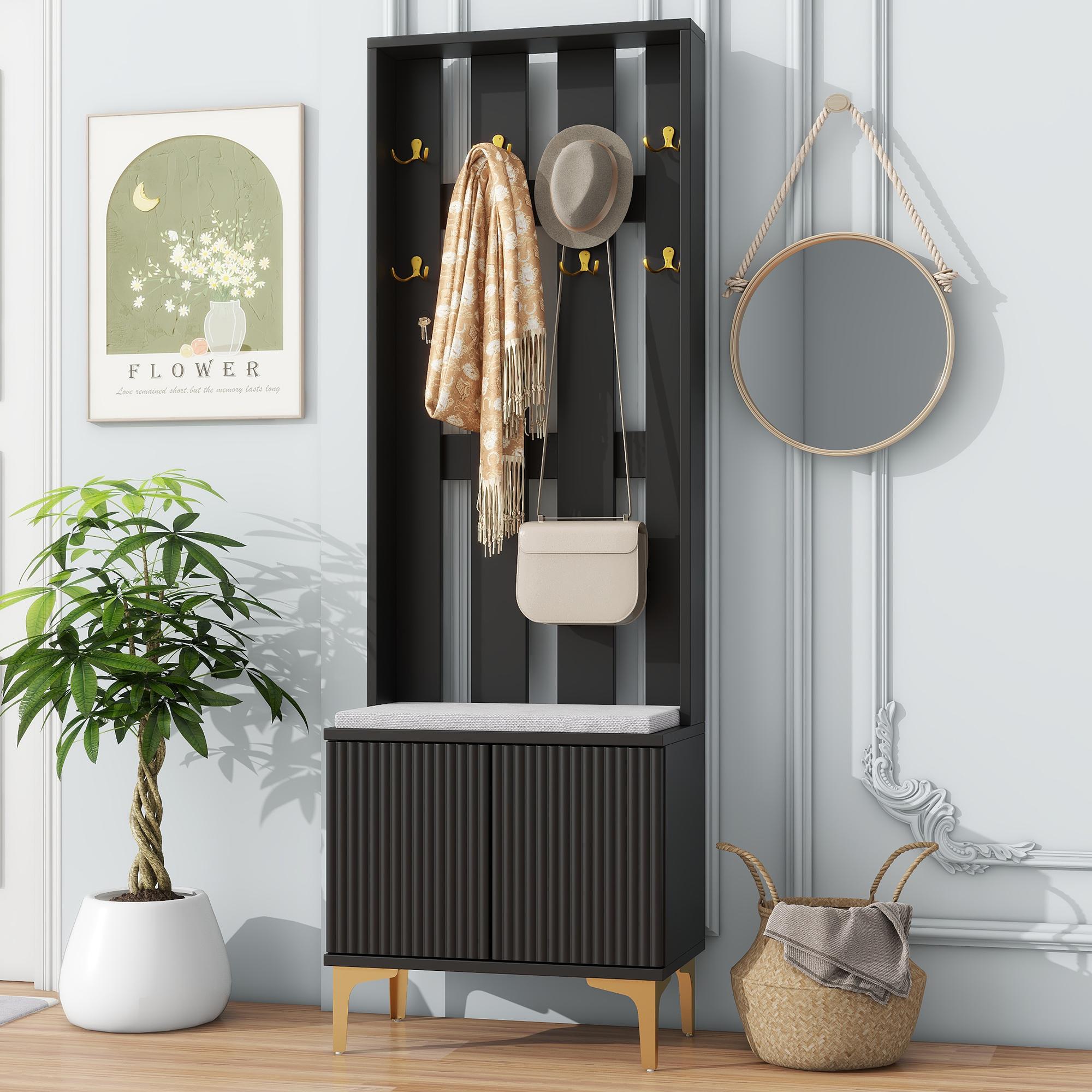 Bayfeve Modern 23.6-in Black Composite Hall Tree