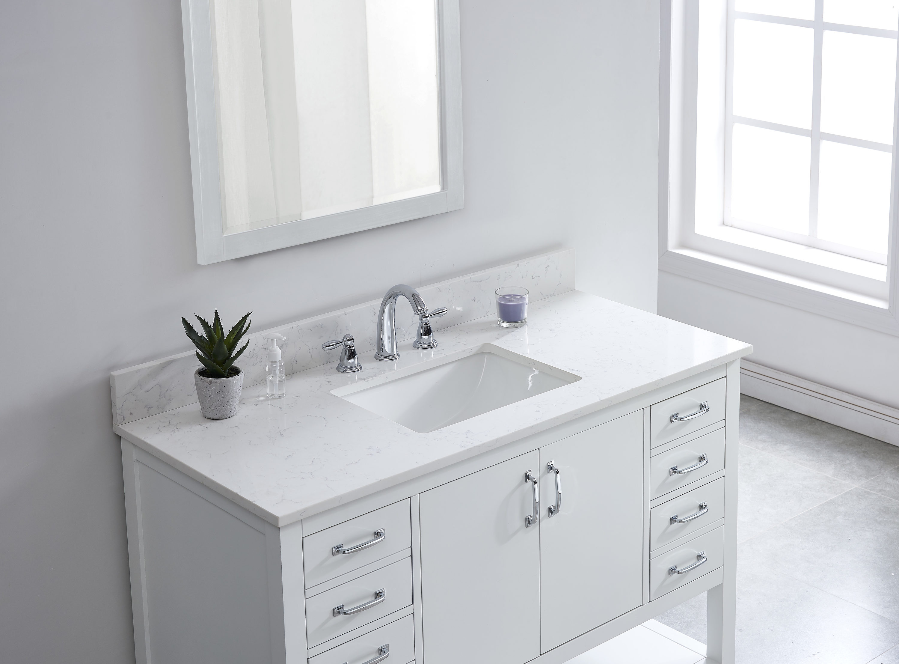 22 White Bathroom Countertops That are Far From Bland