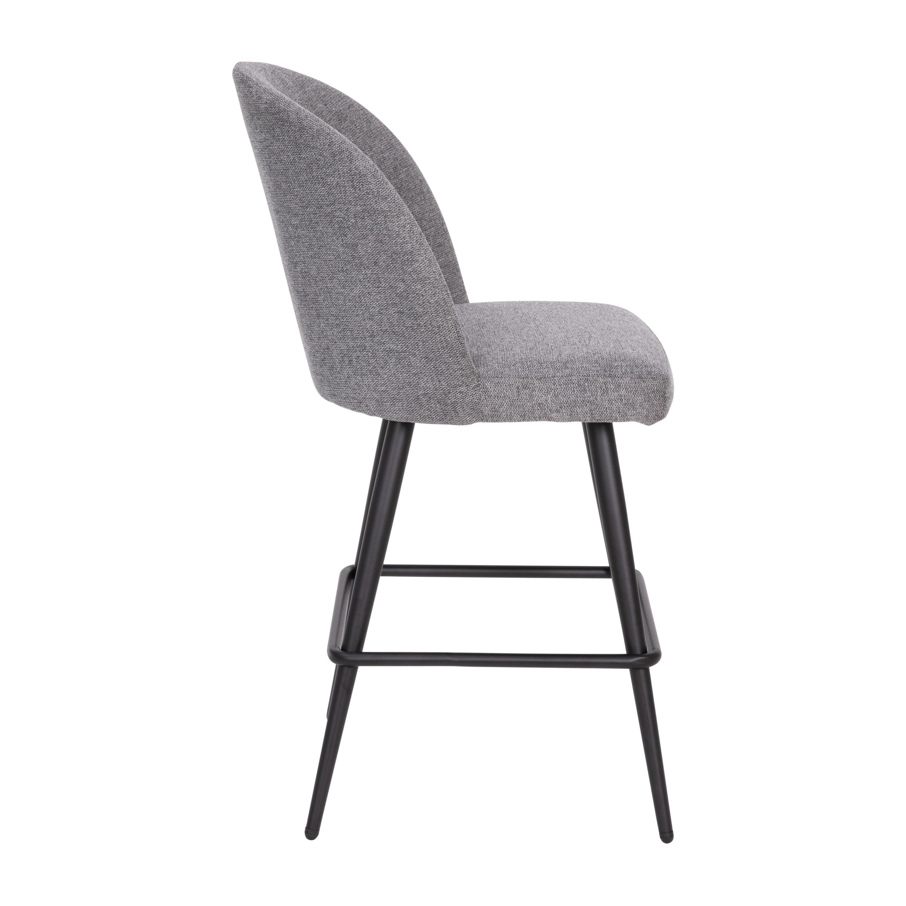 Alita Gray Faux Linen and Metal Counter Stools