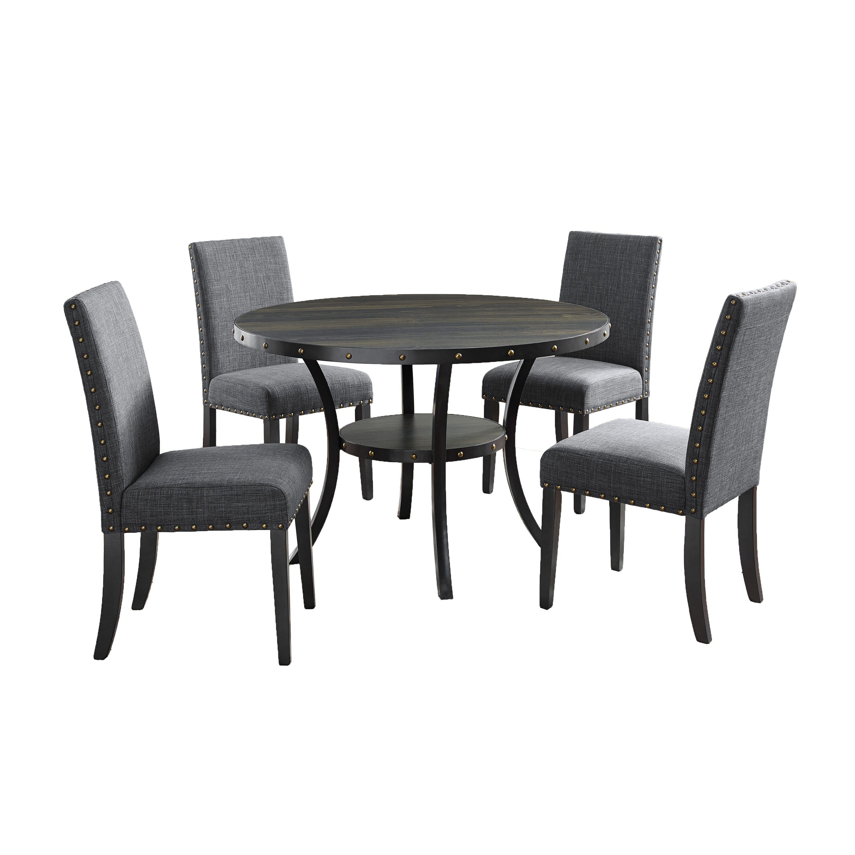 Siavonce XHS00006 Black+ Gray Contemporary/Modern Dining Room Set with Round Table ( Seats 4 )