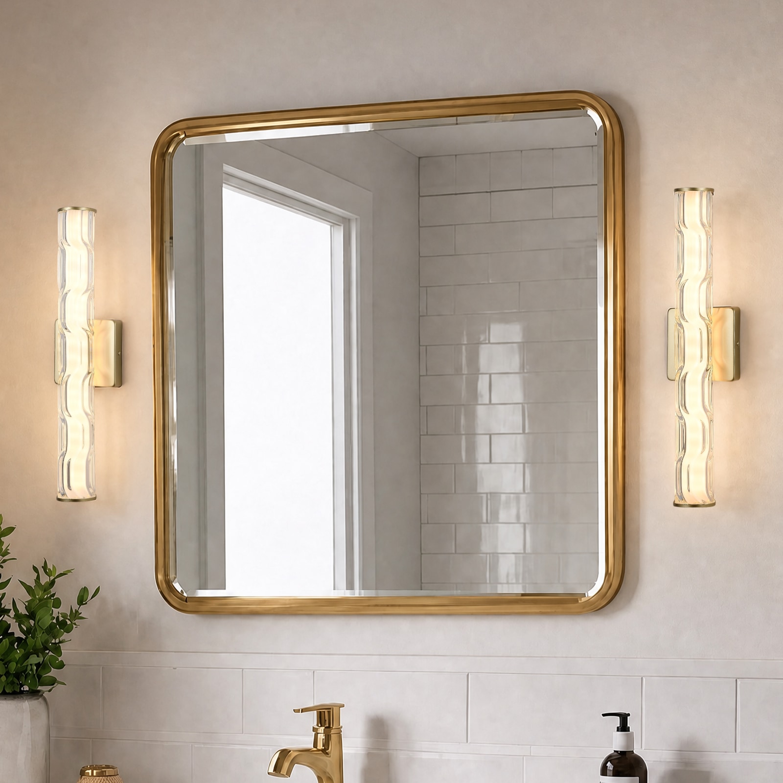 MENCOLULU - 2 Pack H20 inch Gold Dimmable LED Wall Lighting 4.1-in W 1 -Light Gold Transitional H...