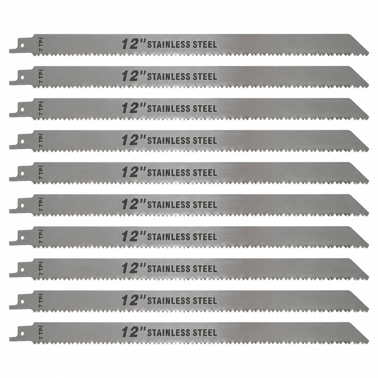 SenQWFa  12 Inch Stainless Steel Reciprocating Saw Blades for Frozen Meat and Bone Cutting 10 Pack Compatible with Sawzall Saws