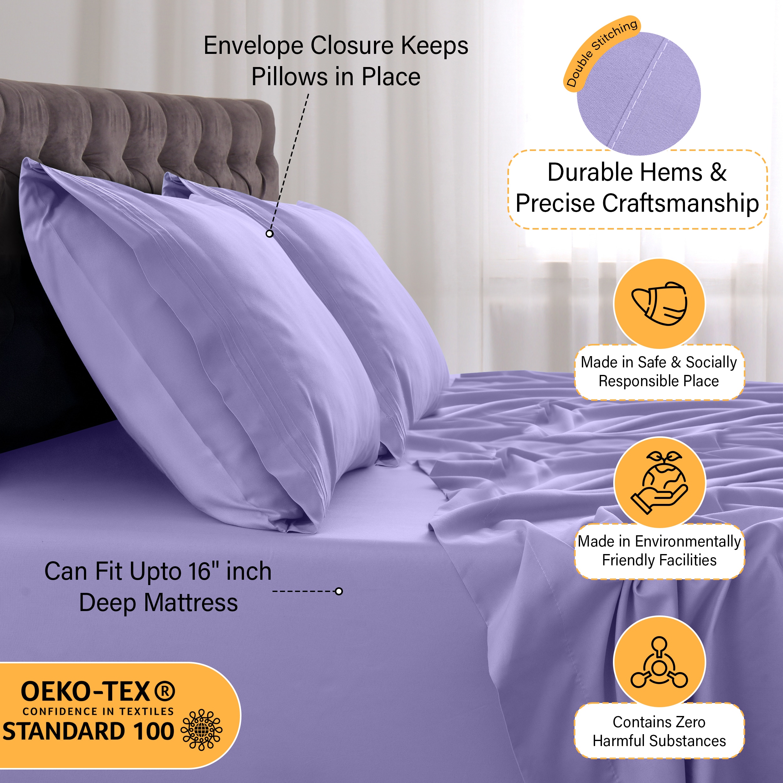 Lux Decor Collection 4PC PSHT Q LVDNR Sheet-Sets - View #6