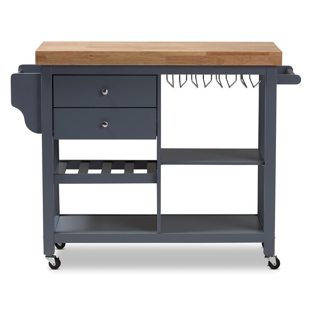 Baxton Studio Gray Wood Base with Composite Wood Top Rolling