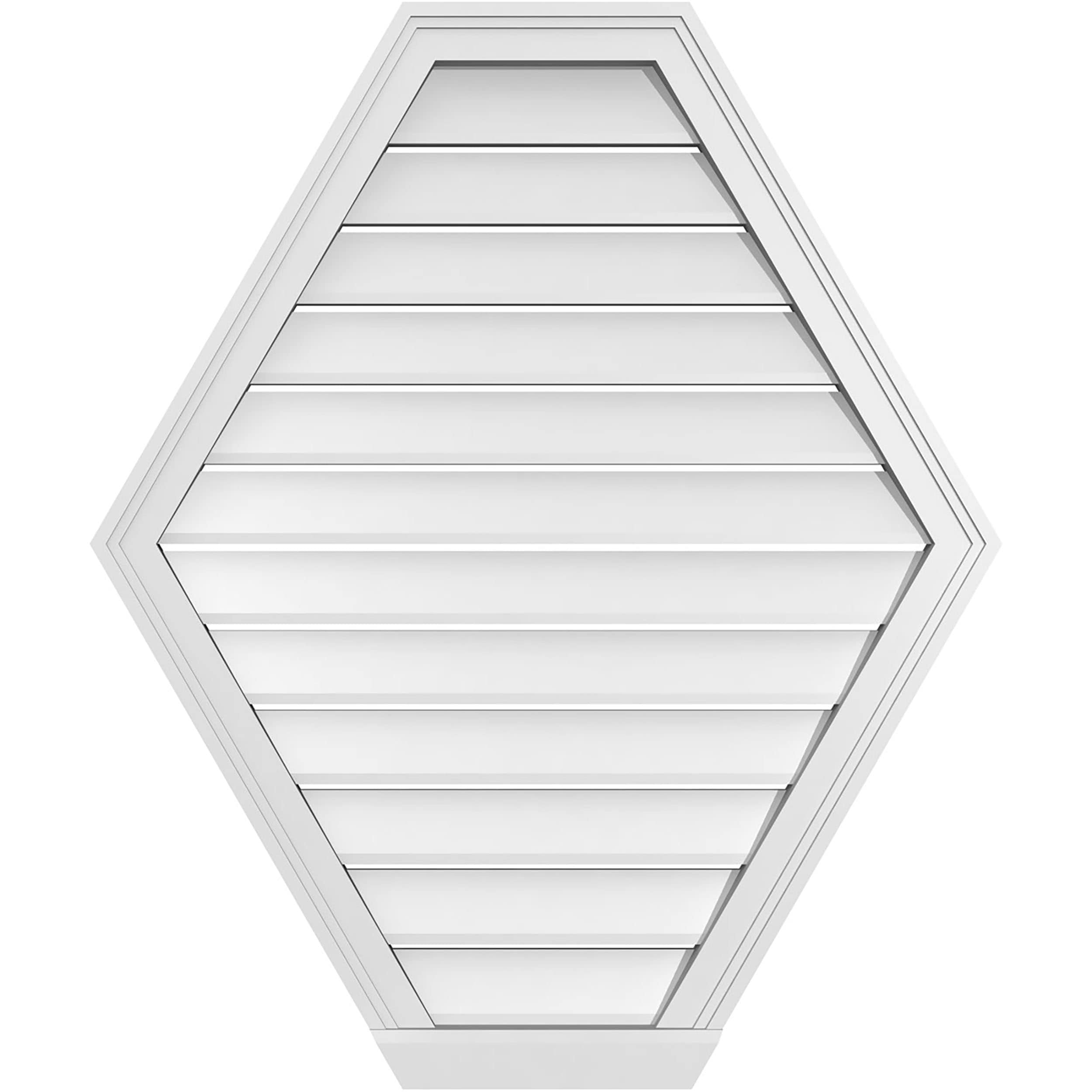 Ekena Millwork GVPHP32X3803SF 32-Inches x 38-Inches Off-white Peaked PVC Gable Louver Vent