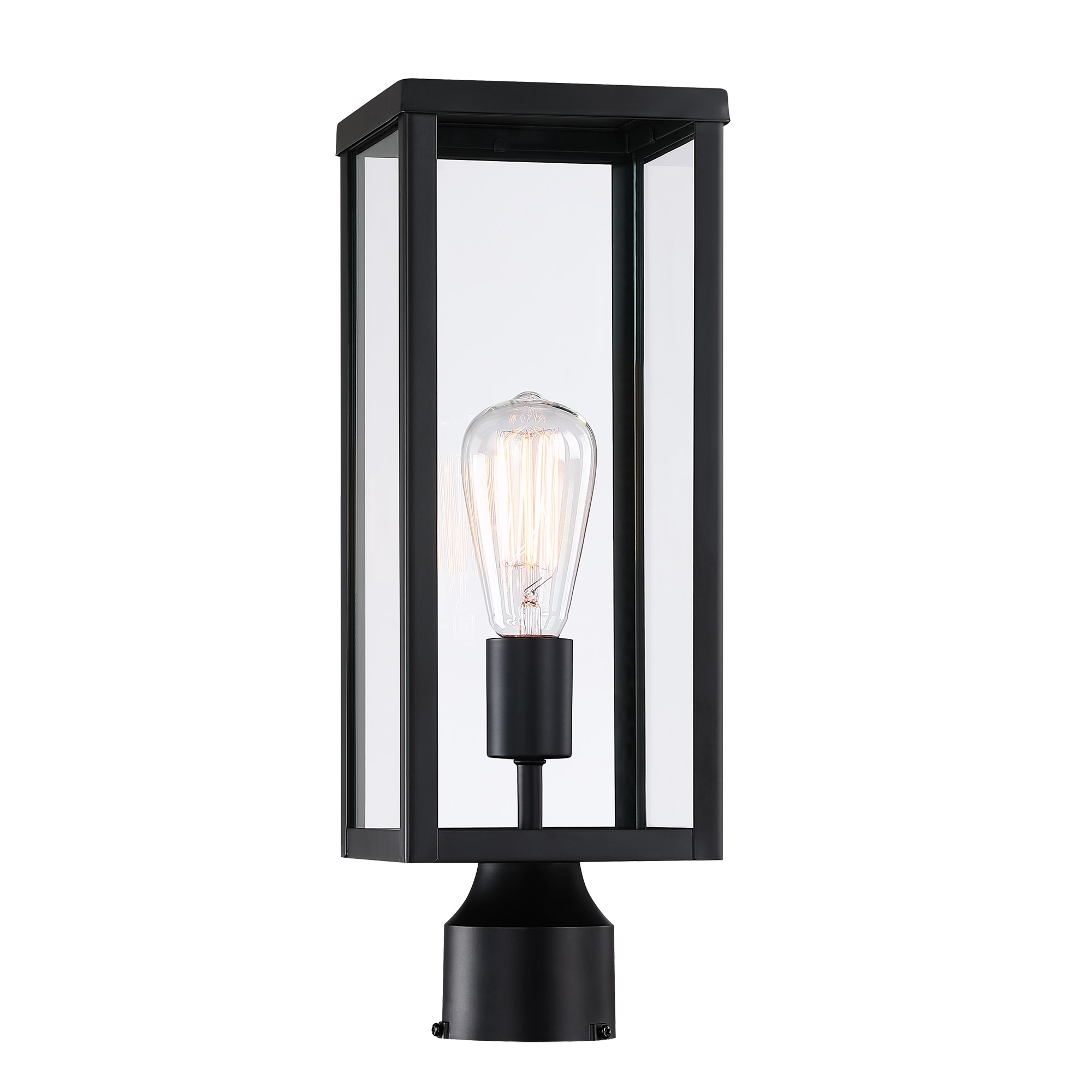 Hukoro FL19501-PL-BK 17.2-in Matte Black Modern/contemporary Outdoor Light post lantern