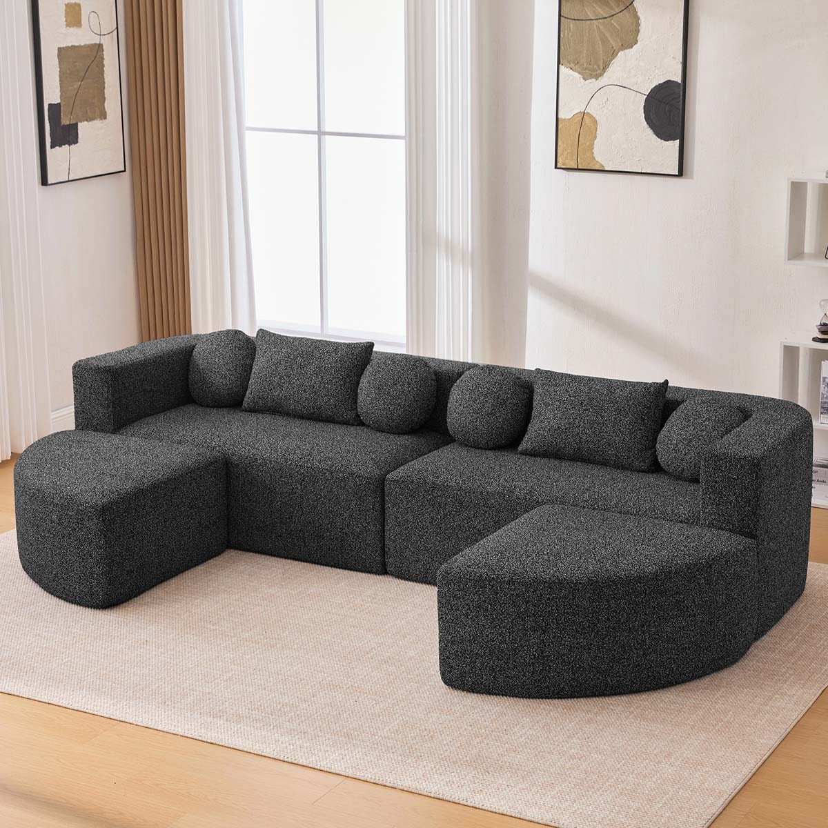ModernLuxe - Assembly Required Boneless Couch Modular Sectional Sofa 114.9inch Freecombined Sofa ...