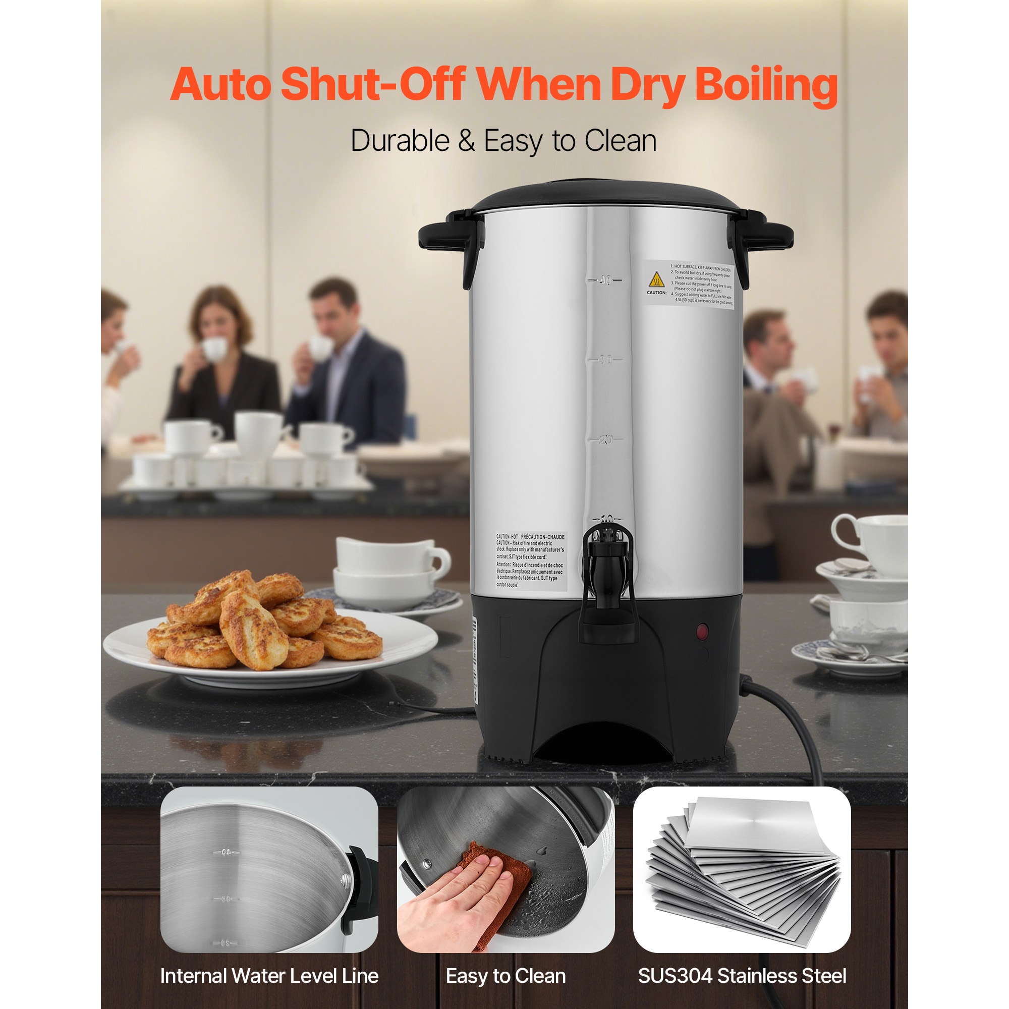 VEVOR Commercial Coffee Urn 40 Cup 6 L Hot Beverage Dispenser with Dripless  Faucet Quick-Brewing Commercial Coffee Maker with Stainless Steel Liner for  Catering Business Church and Restaurant in the Coffee Makers