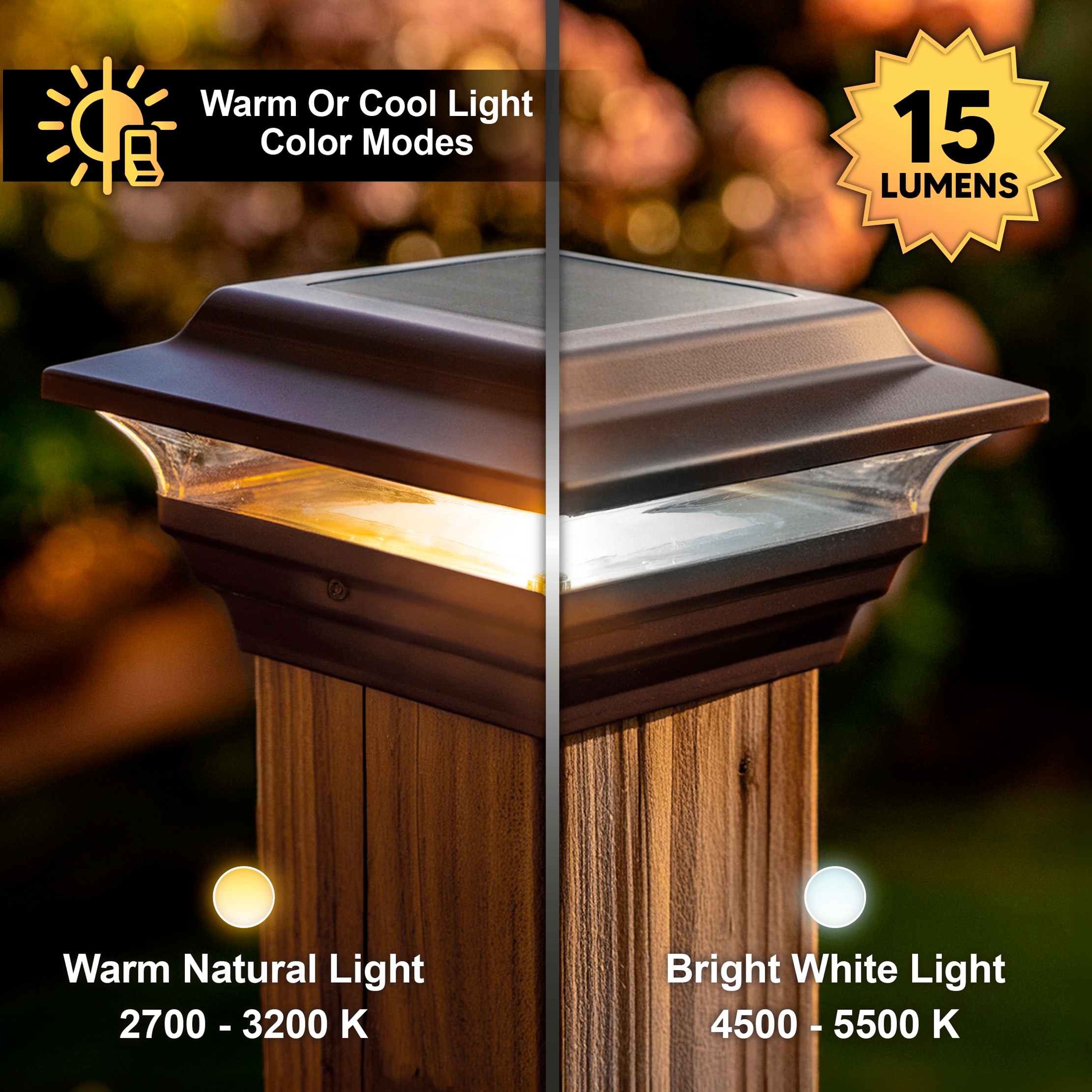 Bronze Aluminum LED Solar Post Cap Light