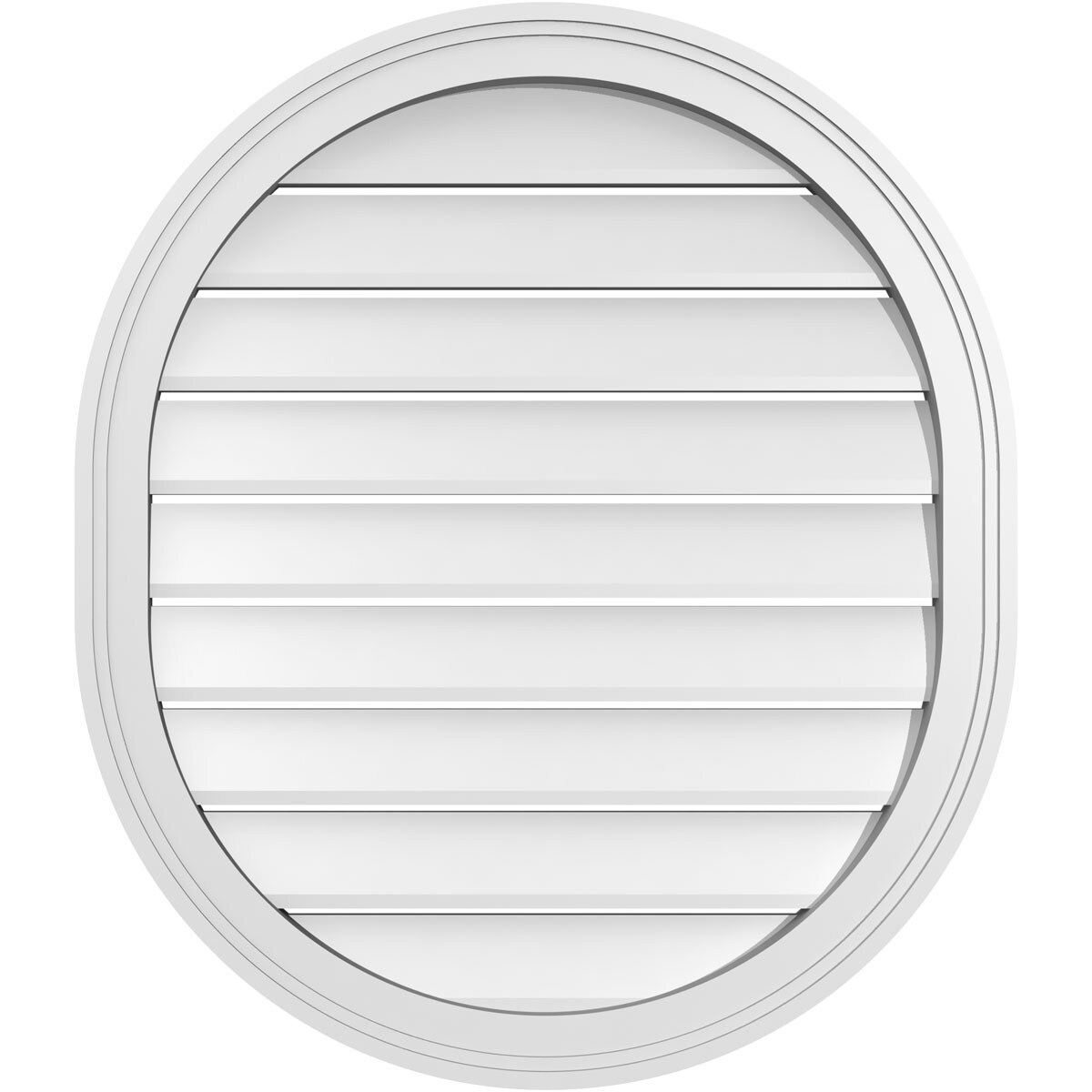 Ekena Millwork GVPVR26X3002SF 26-Inches x 30-Inches Off-white Oval PVC Gable Louver Vent