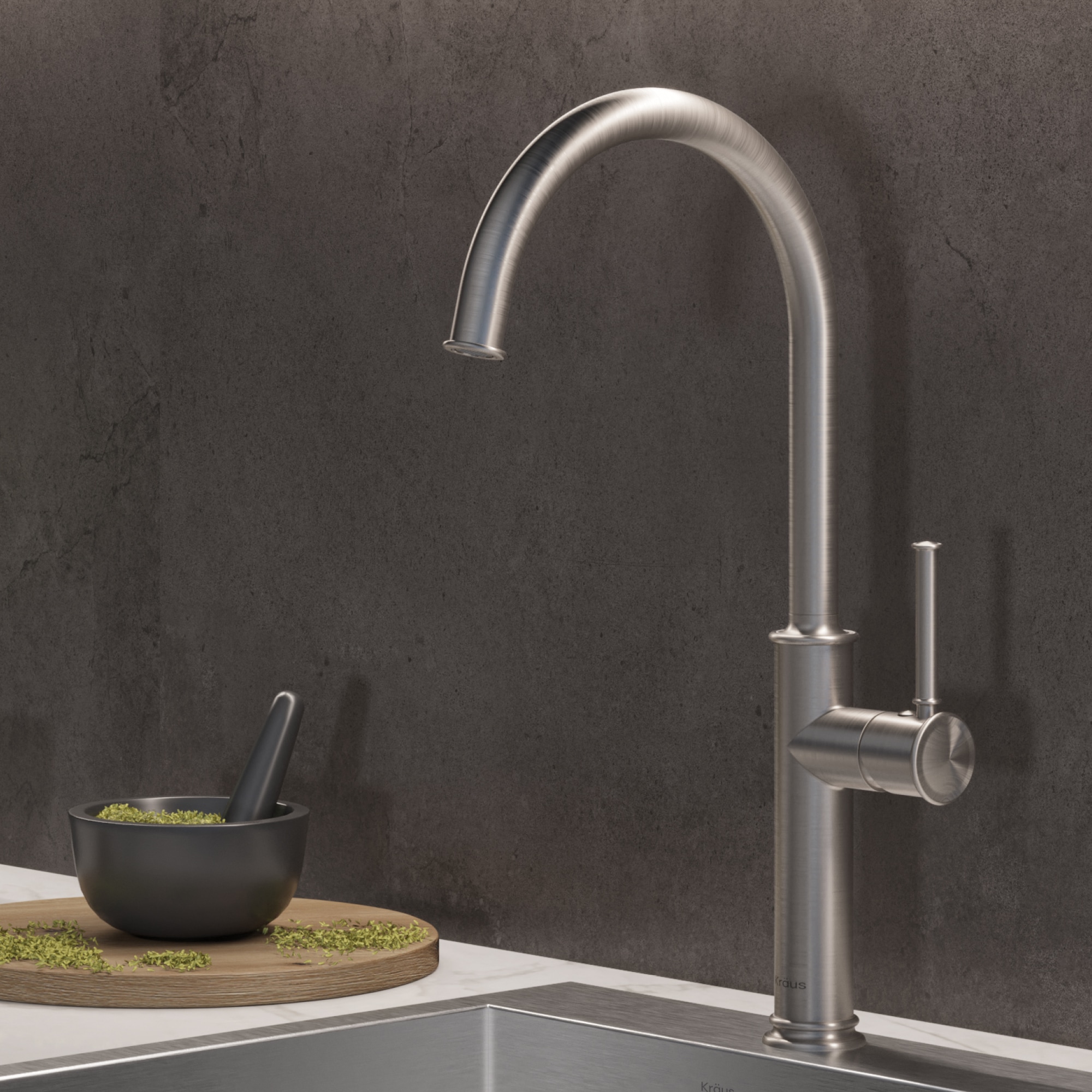 Kraus KPF-1681SFS Sellette Spot Free Stainless Steel Single Handle Deck-mount Bar and Prep Kitchen Faucet with Sprayer
