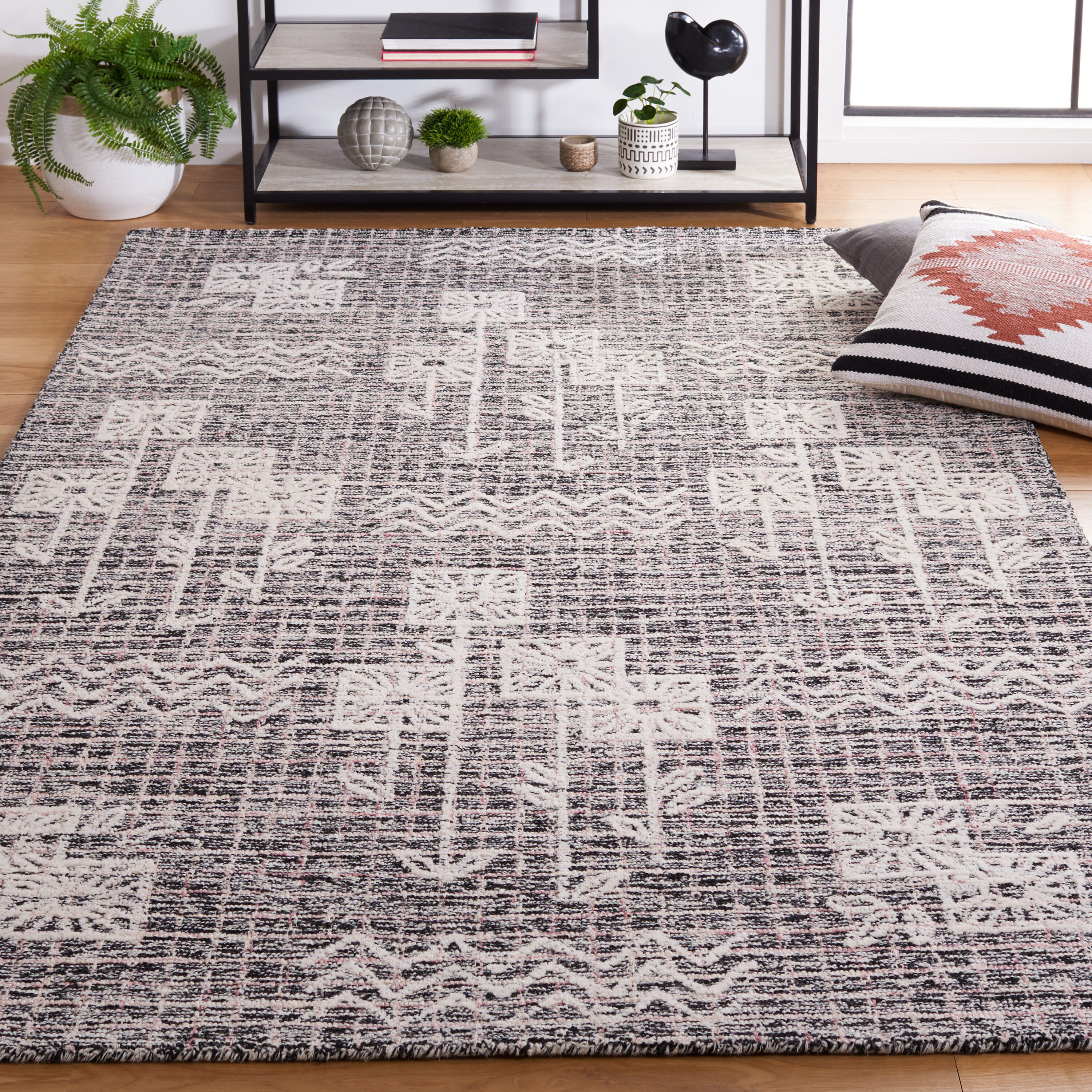  Metro 878 Black/Ivory Contemporary 4ft x 6ft Small Rectangle Rug