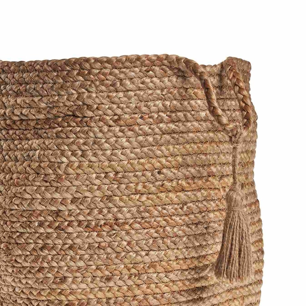 Montego 17" Natural Jute Handmade Decorative Storage Basket
