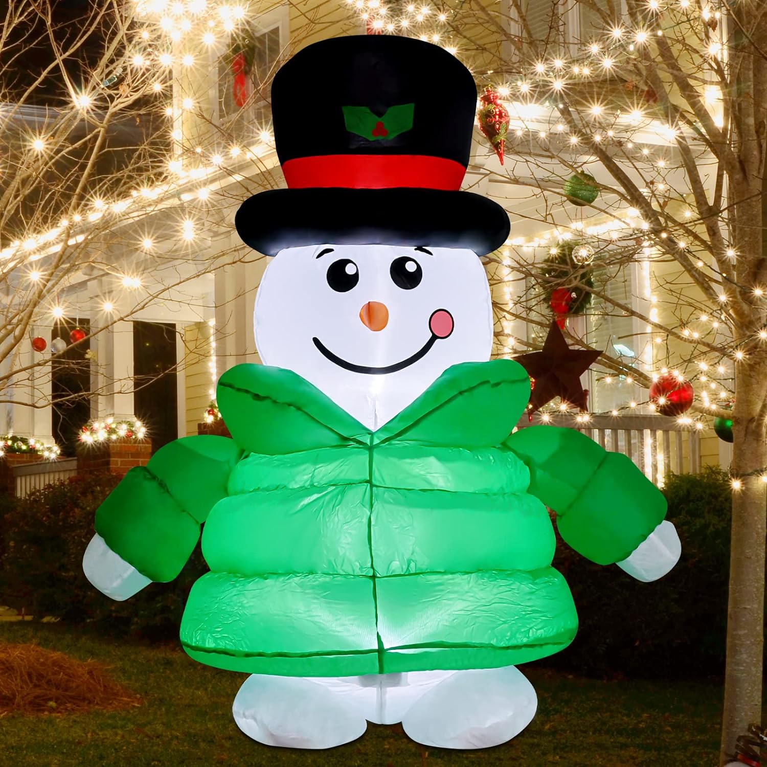 GOOSH 5.6-ft Lighted Snowman Christmas Inflatable in the Christmas ...