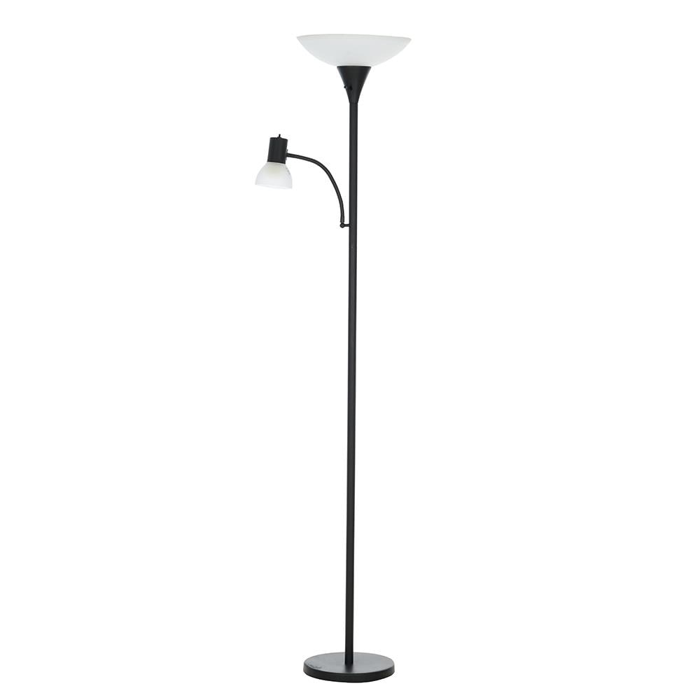 Cresswell BM1097-02 71-in Black Torchiere with Reading Light Floor Lamp