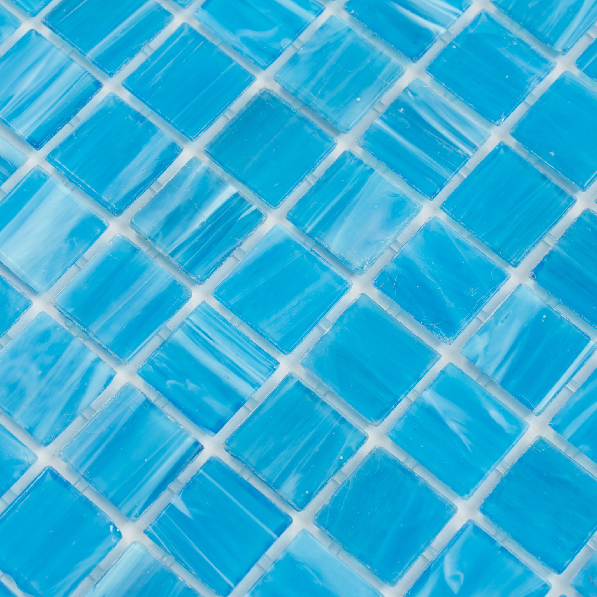 Celestial Dodger Blue Glossy Glass Mosaic Tile