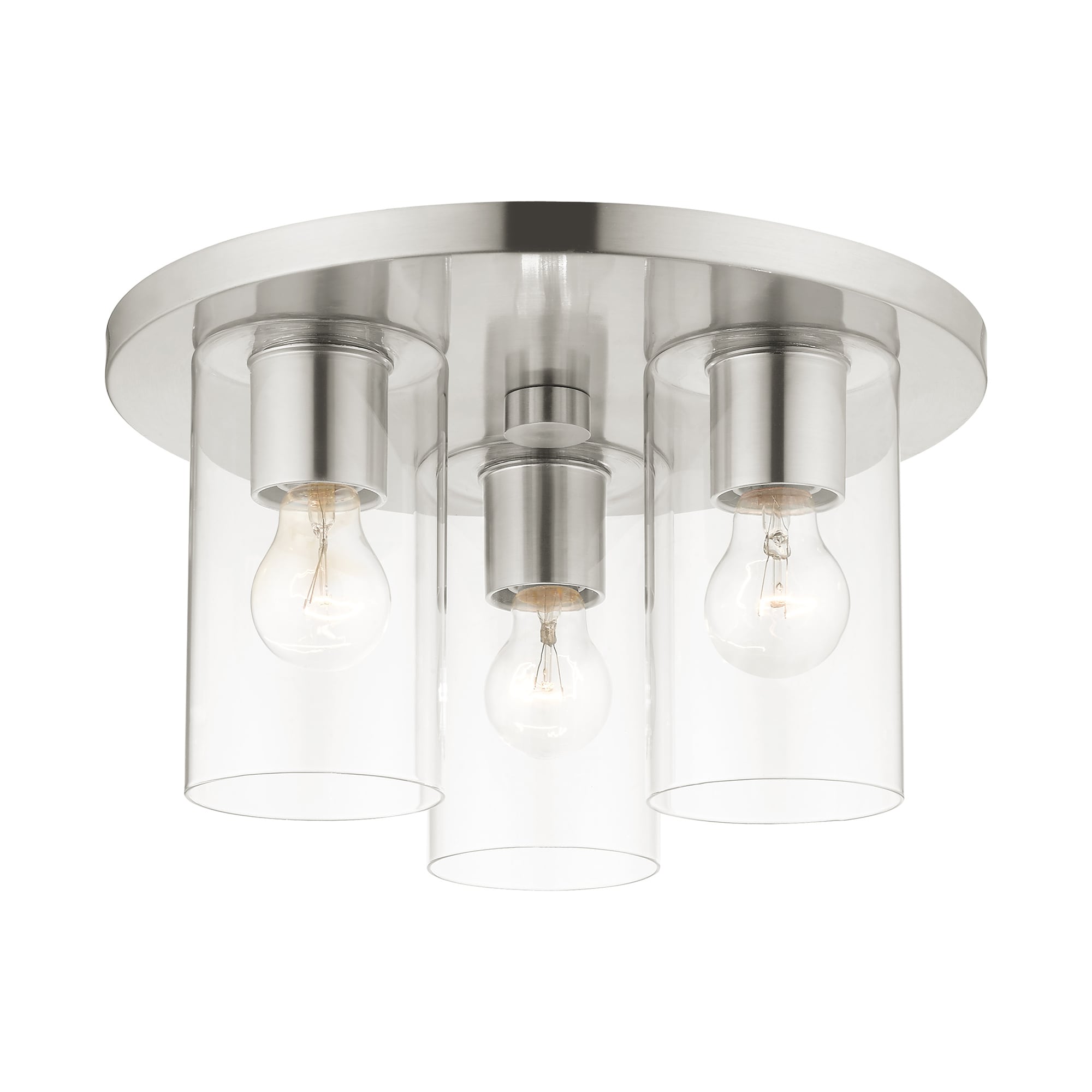 Livex Lighting 45472-91 Zurich 3 -Light 14-in Brushed Nickel Flush Mount Light
