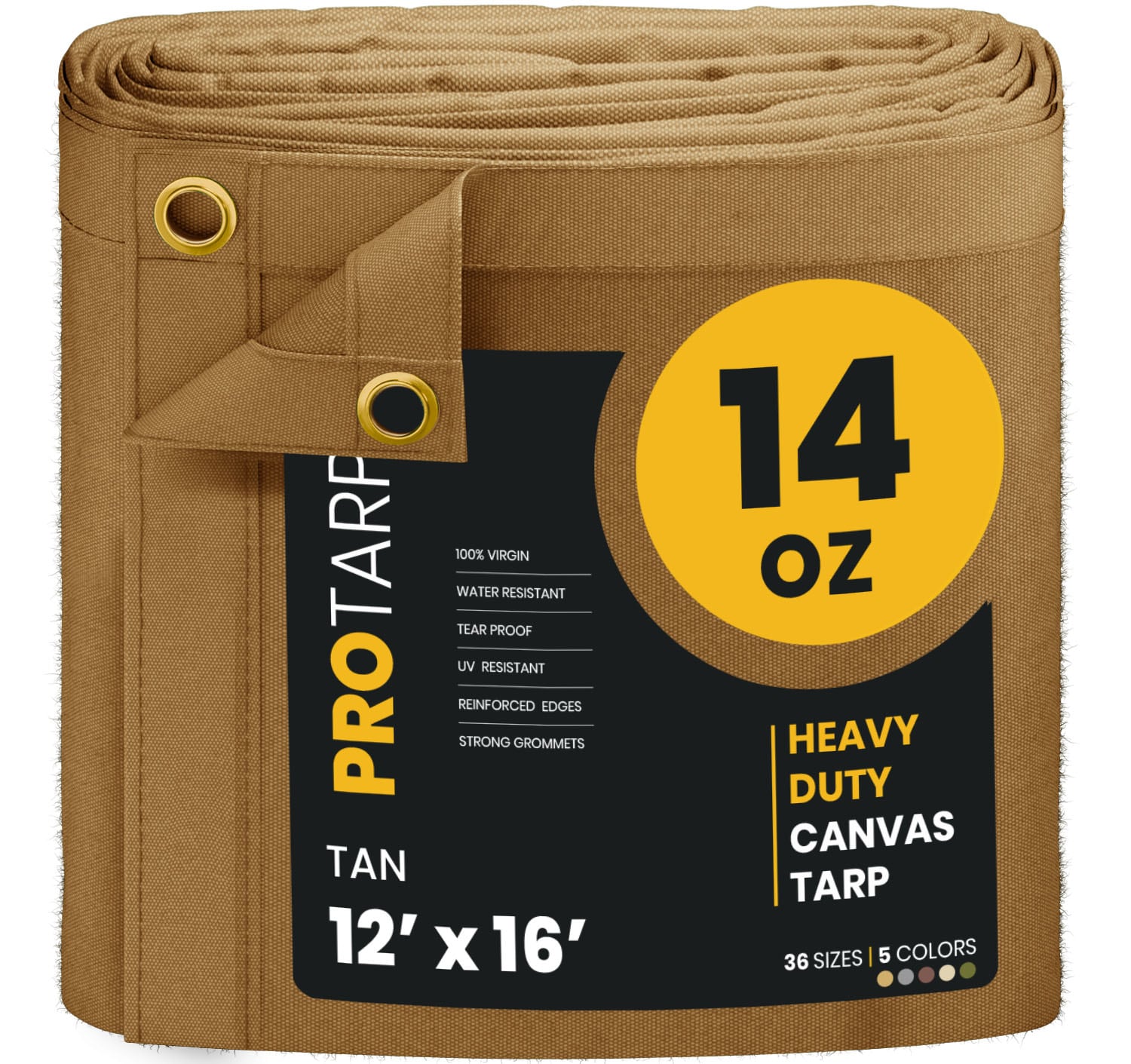 PROTARP PT-305-12X16 12-ft x16-ft Brown Waterproof Standard Polyester 25-mil Tarp