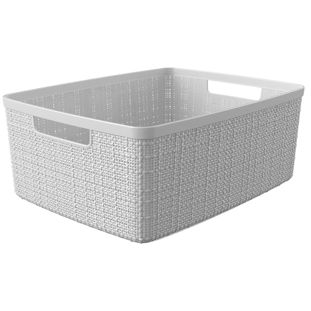 Keter Jute Medium 10.7-in W x 5.7-in H x 13.9-in D White Plastic Basket in  the Storage Bins & Baskets department at