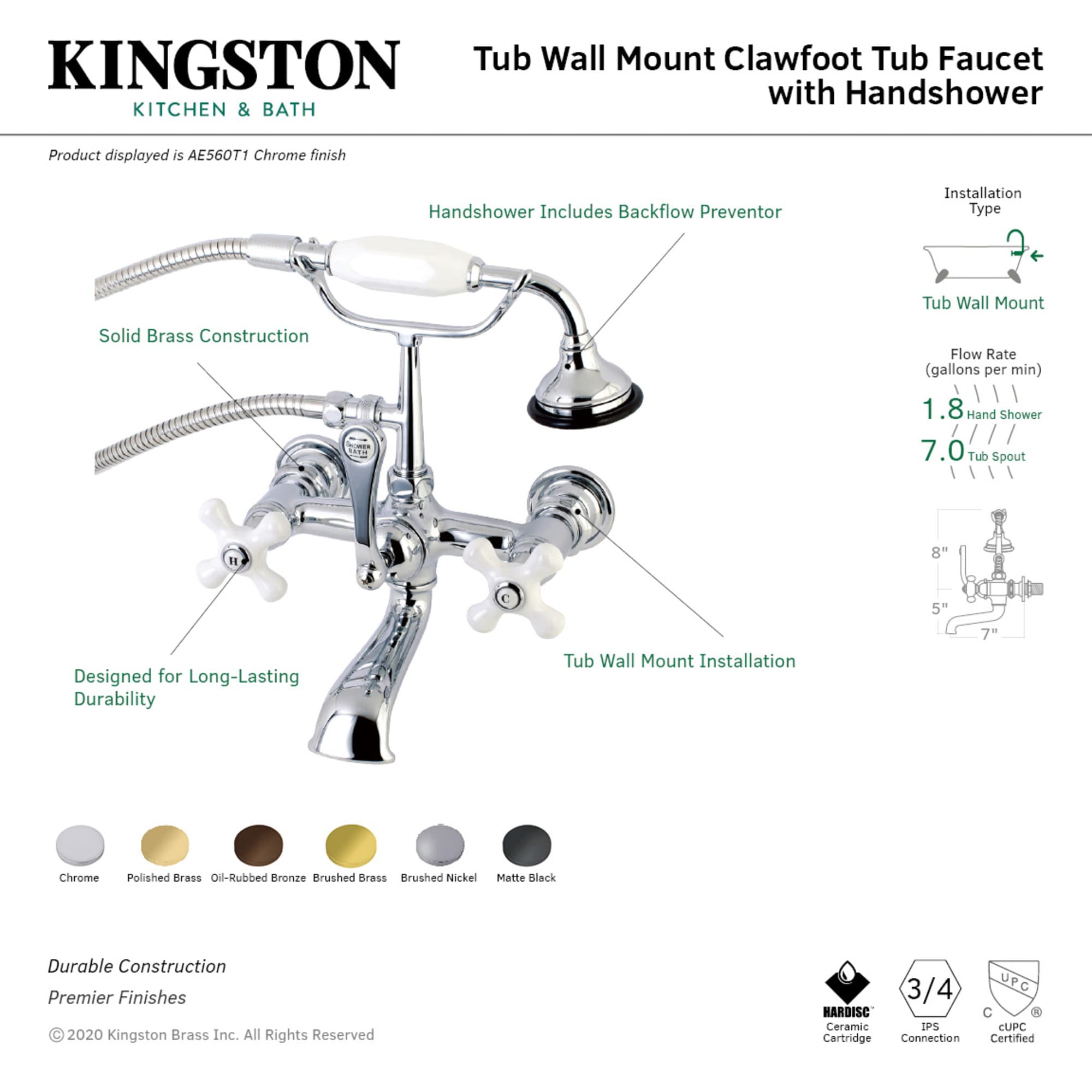 Kingston Brass WLAE559T8 Roman-Tub-Faucets - View #3