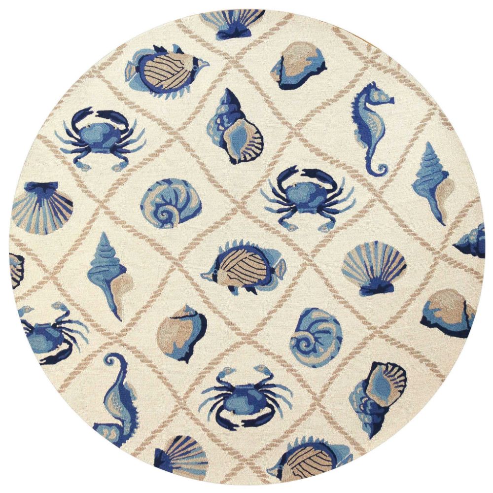HomeRoots 354124 Bernadette 7 X 7 (ft) Sand Beige Round Indoor Abstract Area Rug