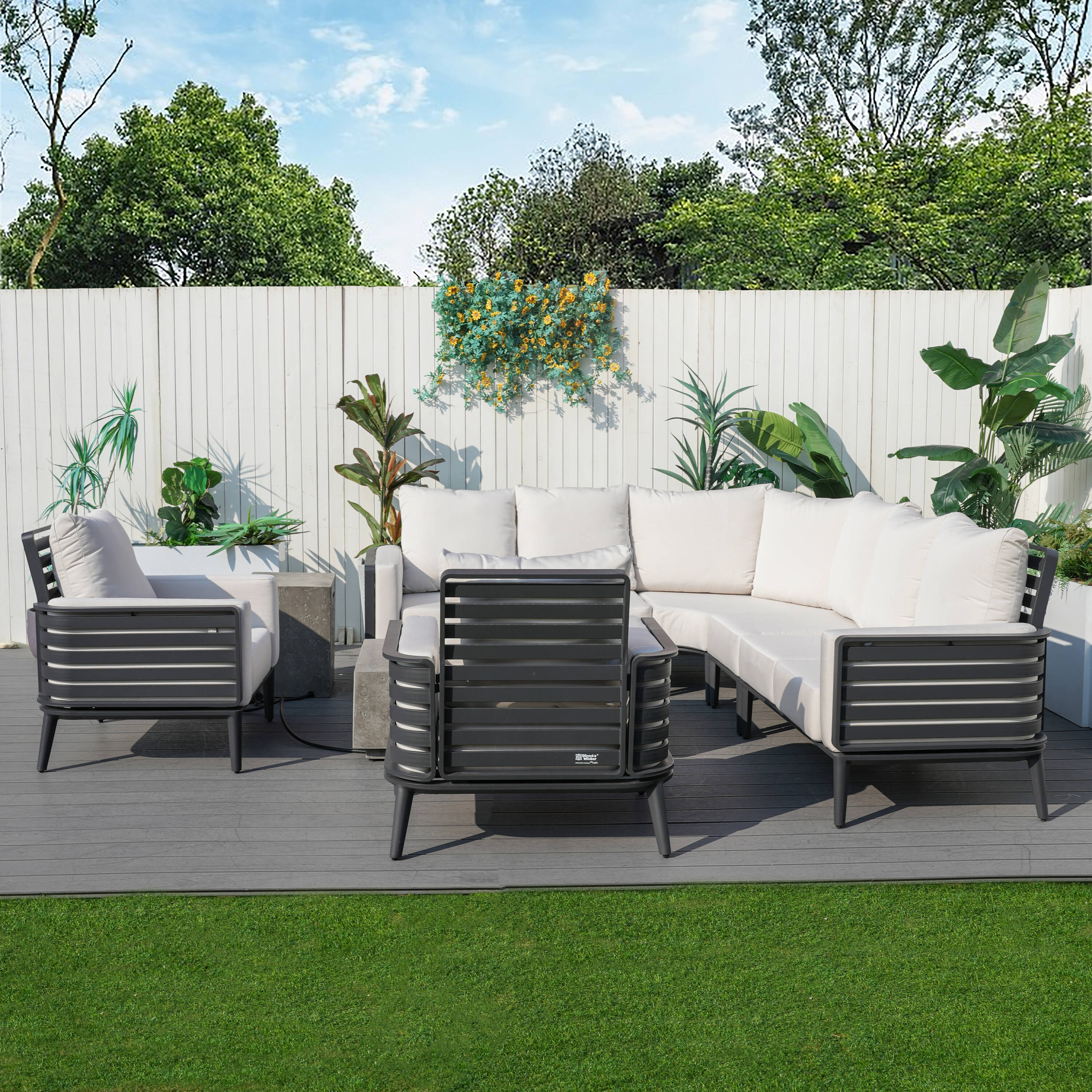 Direct Wicker DWG-2351&24913G 8 -Piece 4 Patio Sofa Conversation Set with White Cushions
