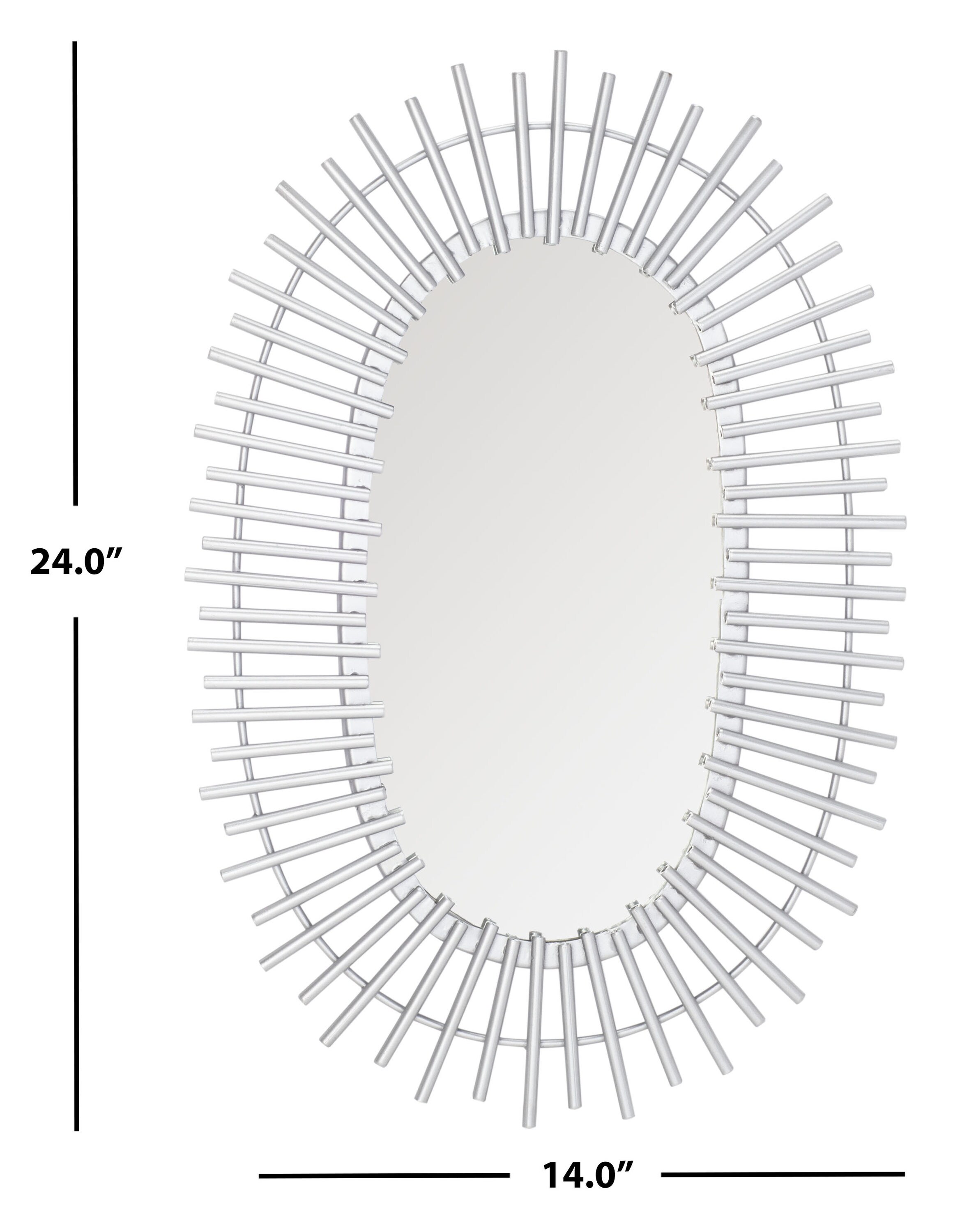 Safavieh Valory 16-in W x 24-in H Oval Silver Framed Wall Mirror in the  Mirrors department at