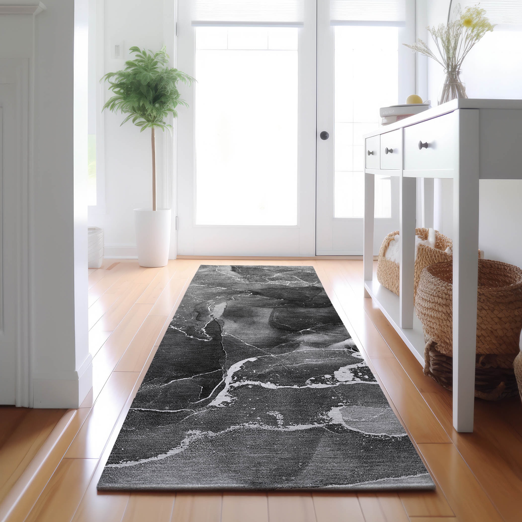 Addison Rugs AMF540BK8X10 Mayfield AMF540BK 8 x 10 (ft) Loomed Polyester Black Rectangular Indoor Geometric Machine washable Area rug