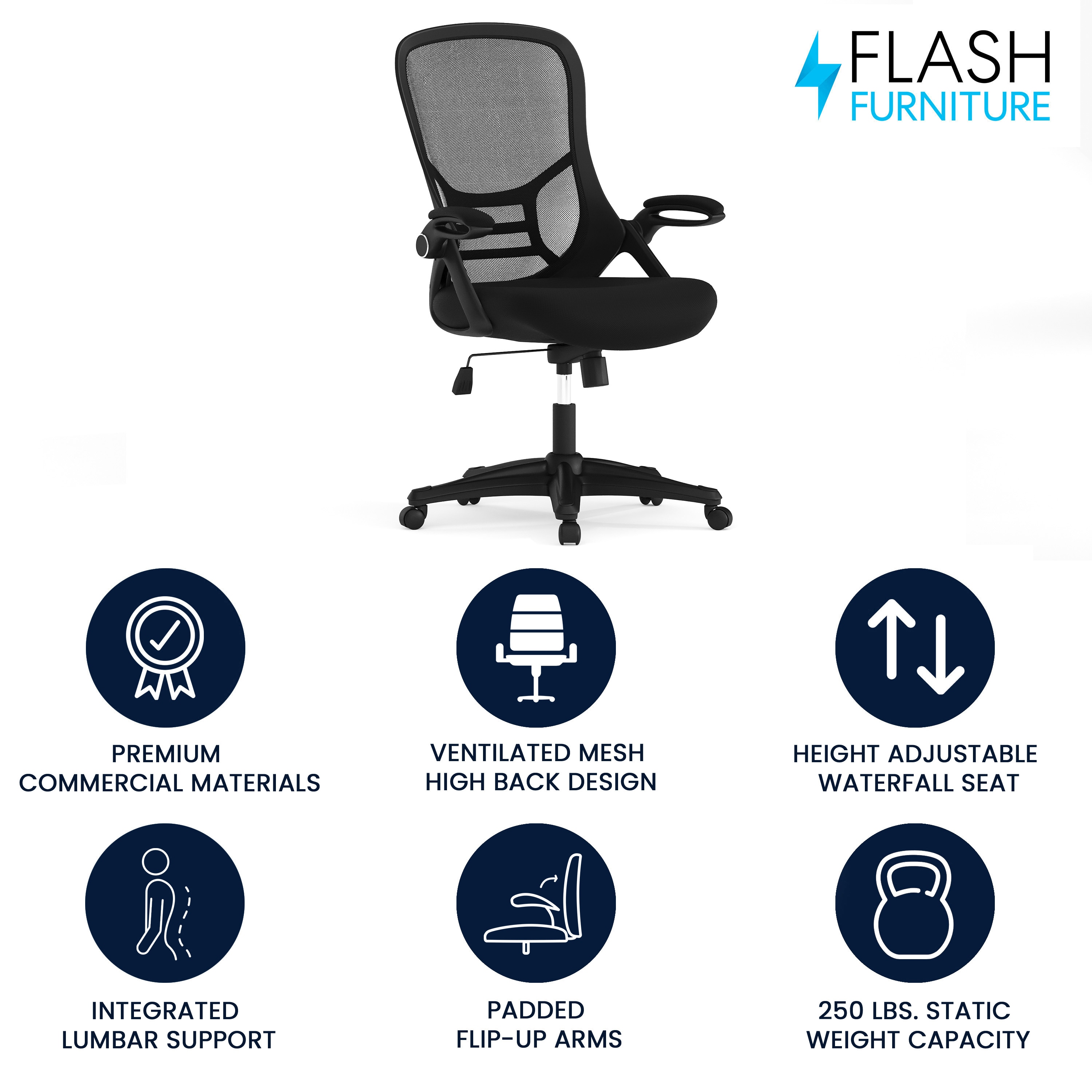 Flash Furniture Porter Black Contemporary Adjustable Height