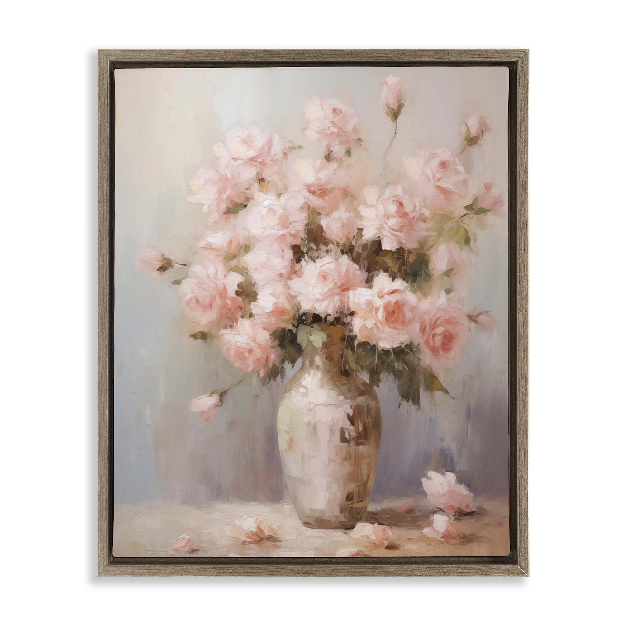 Stupell Industries BT-628-FFE-24X30 Vase of Soft Pink Roses Floating Frame design by Arlington Prints