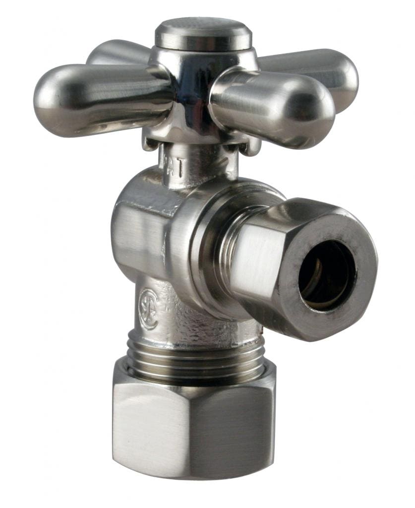 WESTBRASS 5/8-in Compression x 3/8-in Compression Brass Quarter Turn Stop  Angle Valve