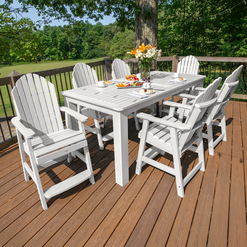 highwood AD-ST7HM2CO5BA-WHE Hamilton 7 -Piece White Counter height Plastic Rectangle Table with 6 Stationary Chairs
