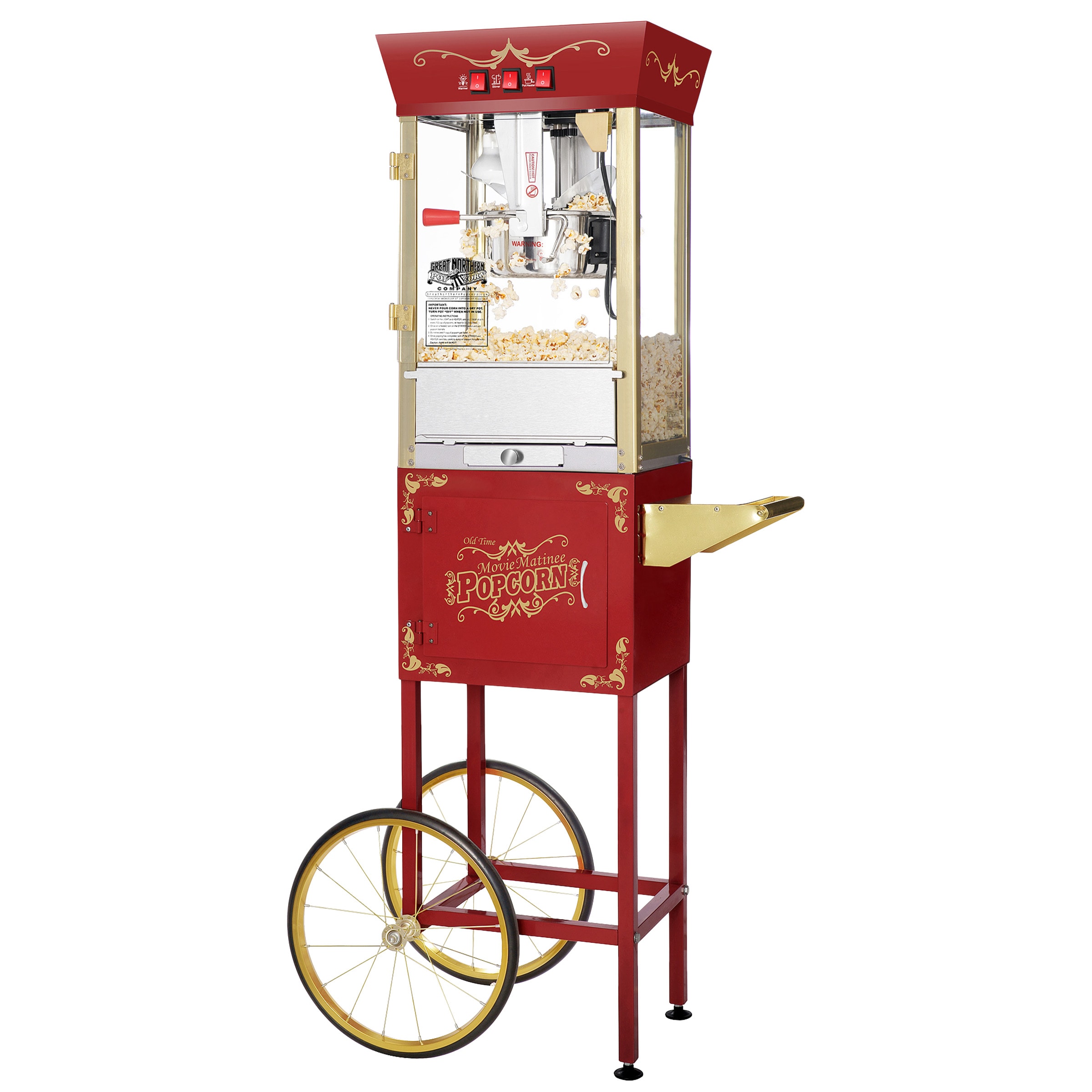 Great Northern Popcorn 837027PPP Red Oil Freestanding Popcorn machine cart