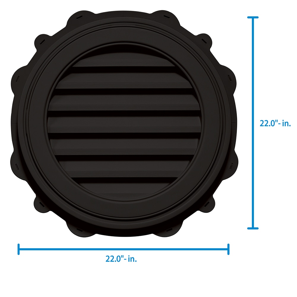 Builders Edge 22-in x 22-in Black Round Vinyl Gable Louver Vent in the ...