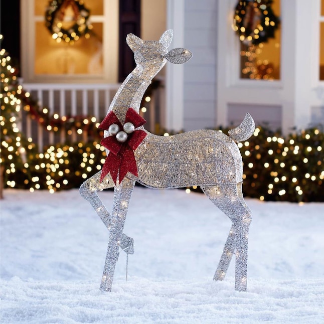 Holiday Living 48-in Doe Sculpture with Clear LED Lights at Lowes.com