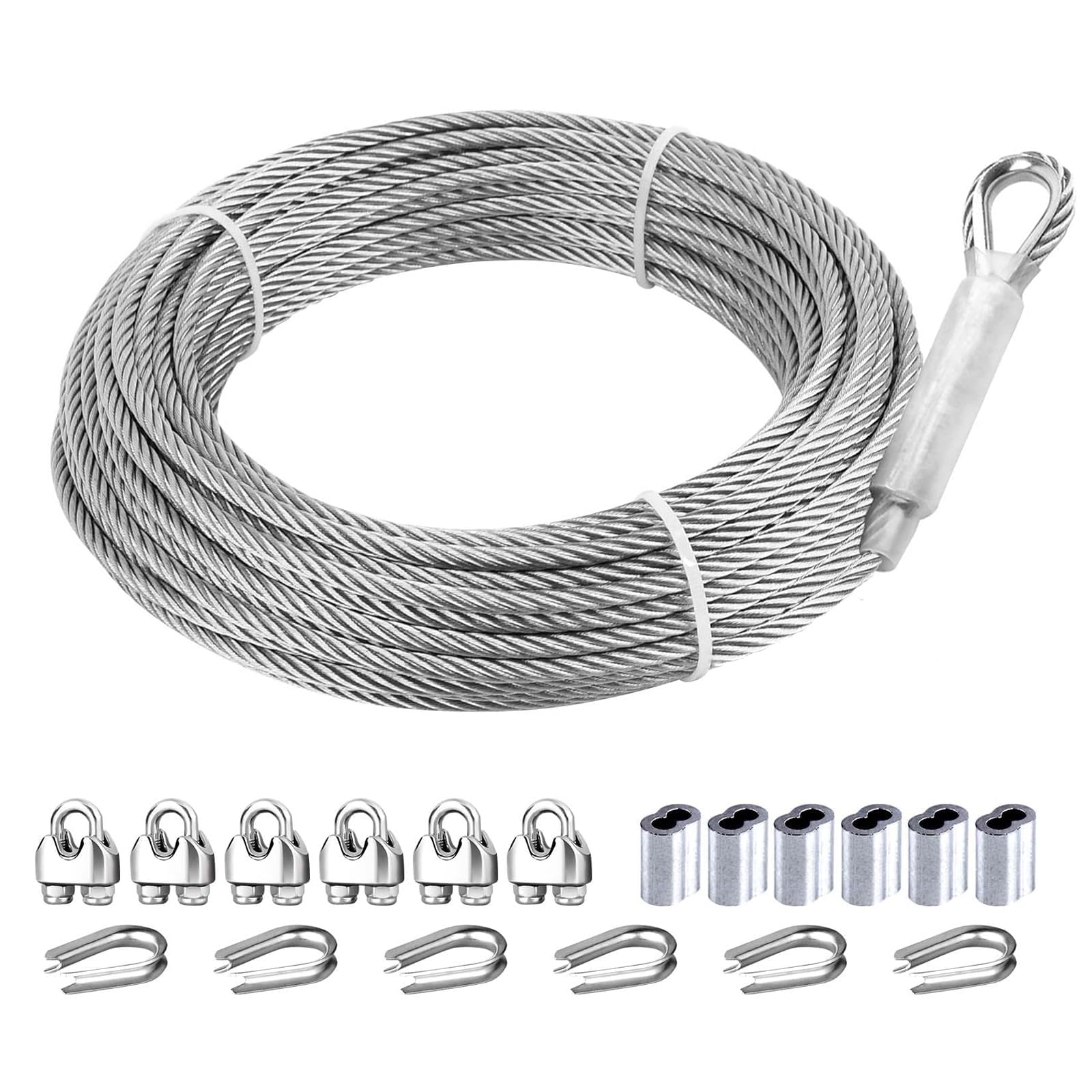 Phyfalip  3 16 Stainless Steel Cable 50ft Wire Rope 7X 19 Strands 3700lbs Breaking Strength Marine Grade 304 Stainless Steel Aircraft Cable for