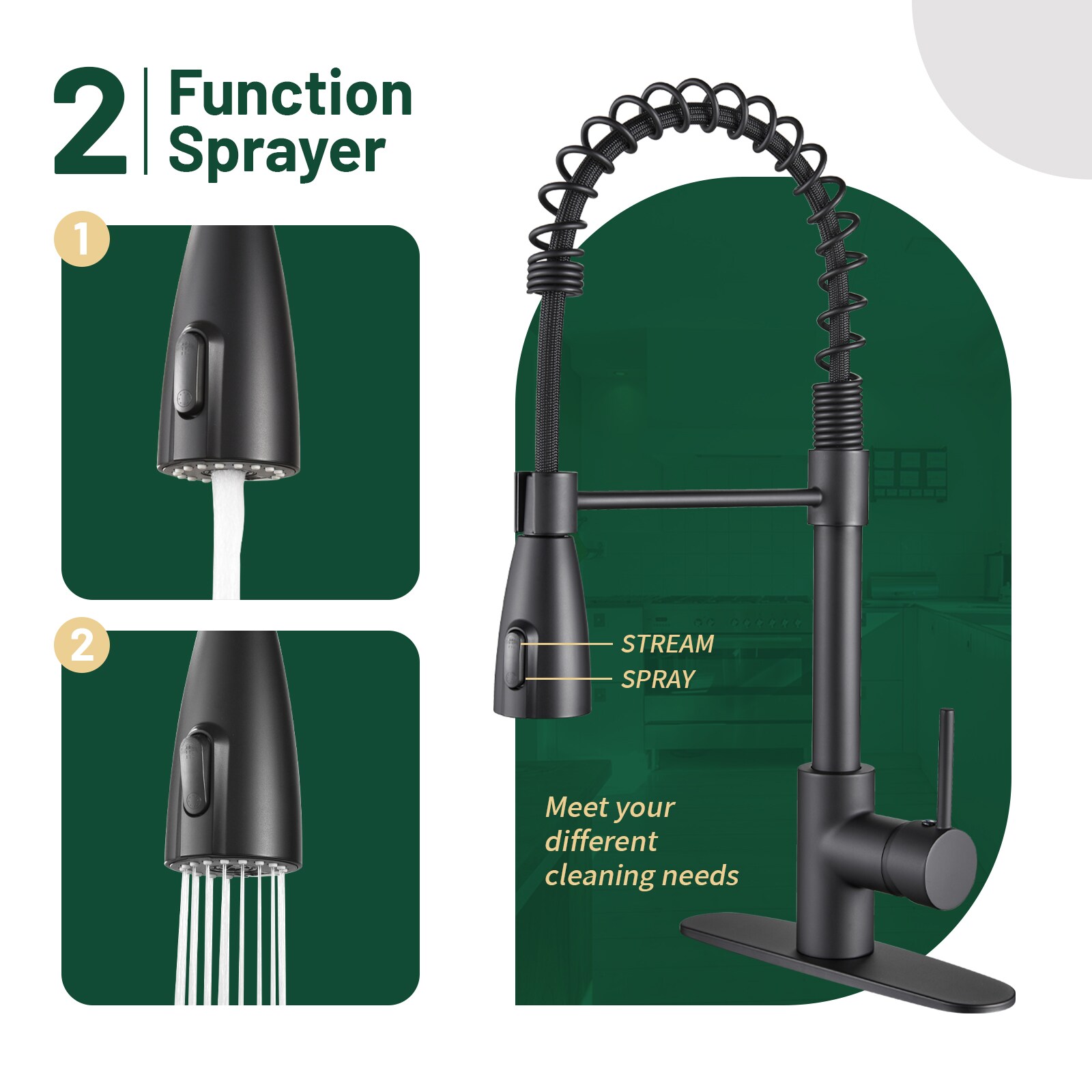 Matte Black Touchless High-Arc Kitchen Faucet with Pull-Out Spray