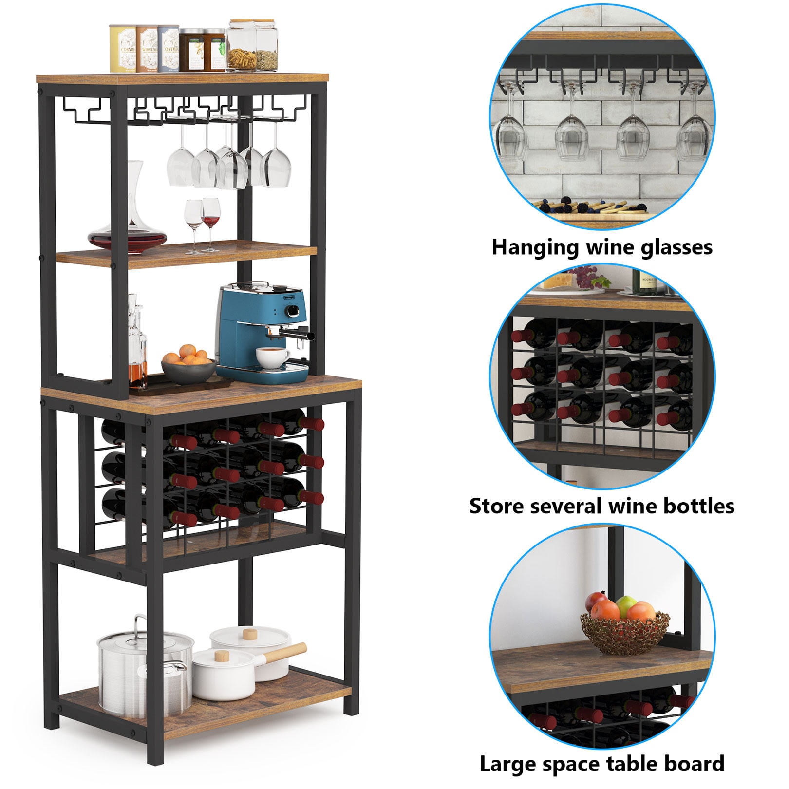Stained Oak Floating Shelf With Wine Glass Rack Bar Area Shelf Hanging Wine  Glasses 