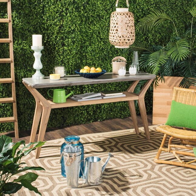 Safavieh Tte Rectangle Outdoor, Outdoor Wicker Console Table With Storage