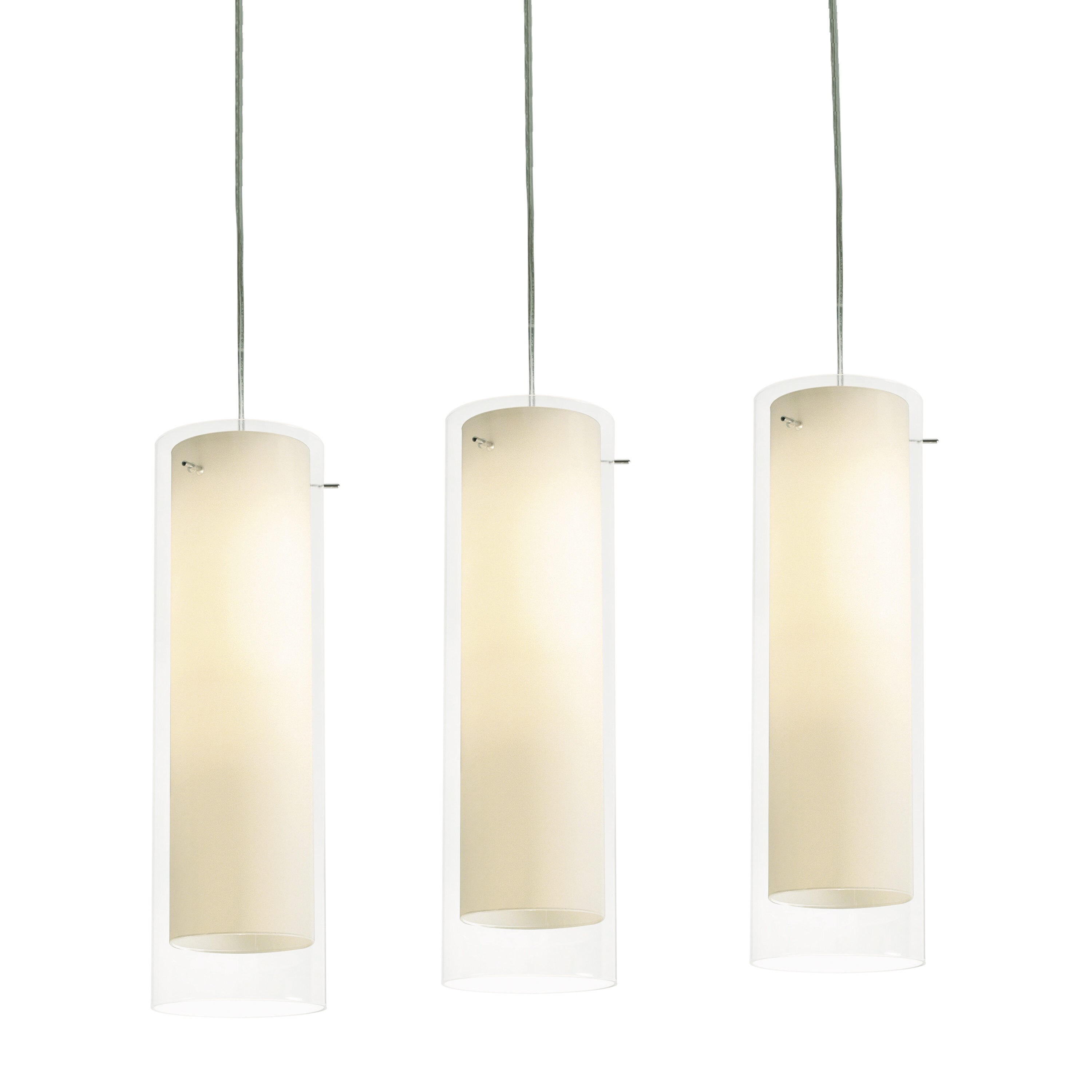 AFX VIP05MBSNCRLNR3 View 3-Light Satin Nickel Modern/Contemporary Opal Glass Cylinder Hanging Pendant Light