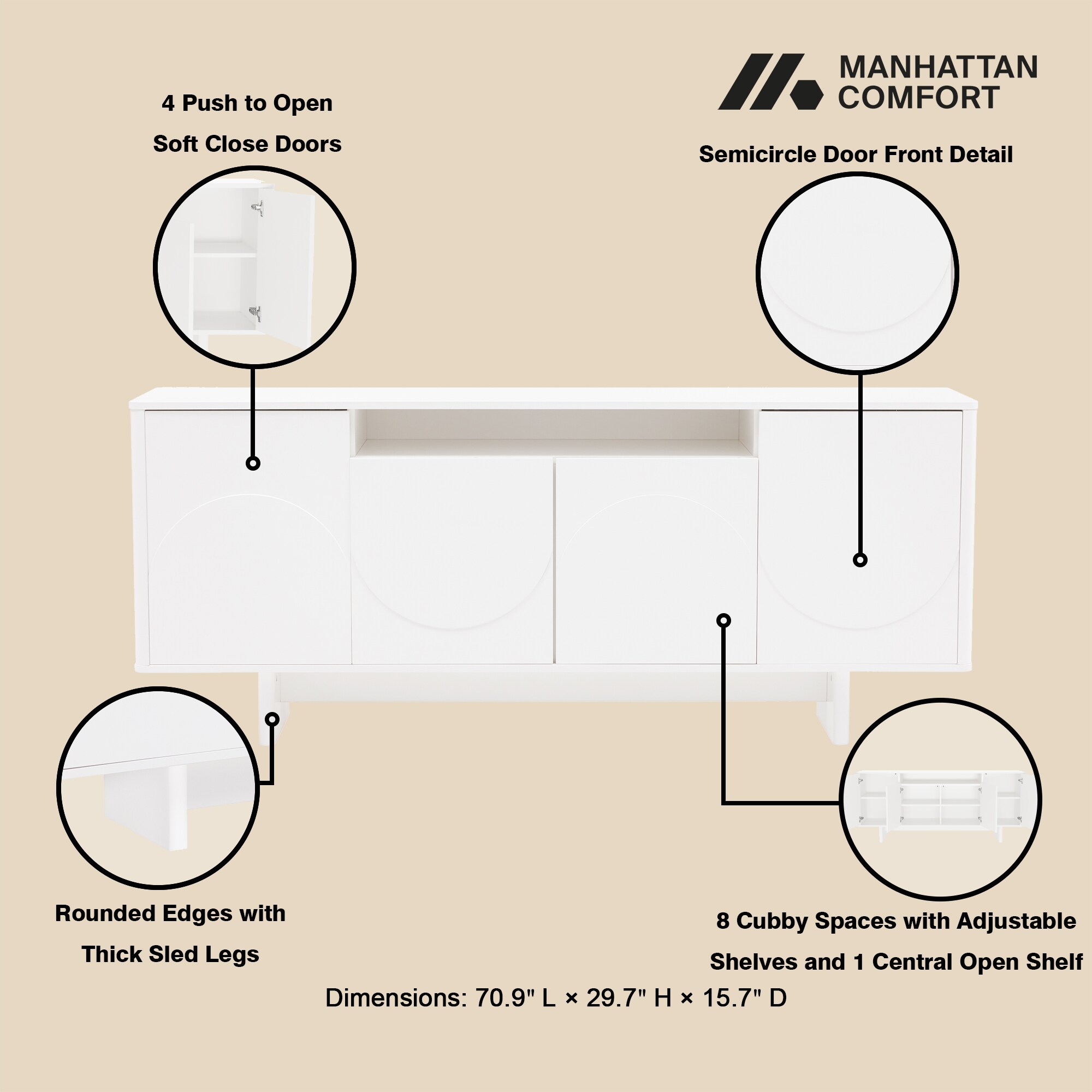Manhattan Comfort SB005-WH Dining-Kitchen-Storarge - View #4