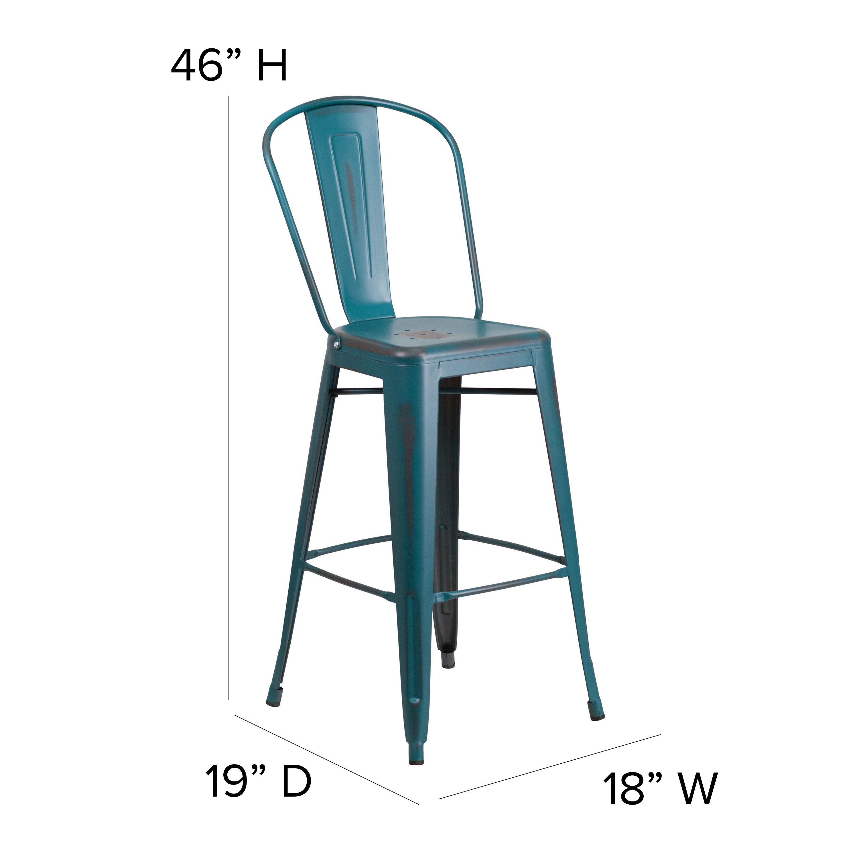 Teal metal bar discount stools with backs