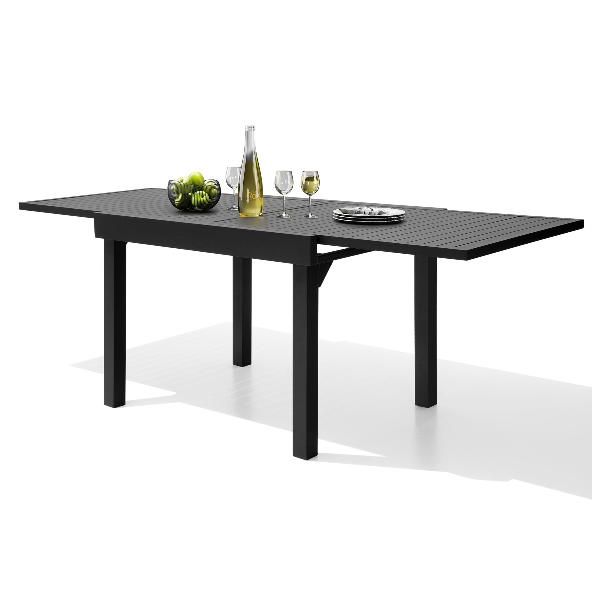 Crestlive Products CL-TB029GRY Patio Dinning Table Rectangle Extendable Outdoor Dining Table 31.5-in W x 82.28-in L