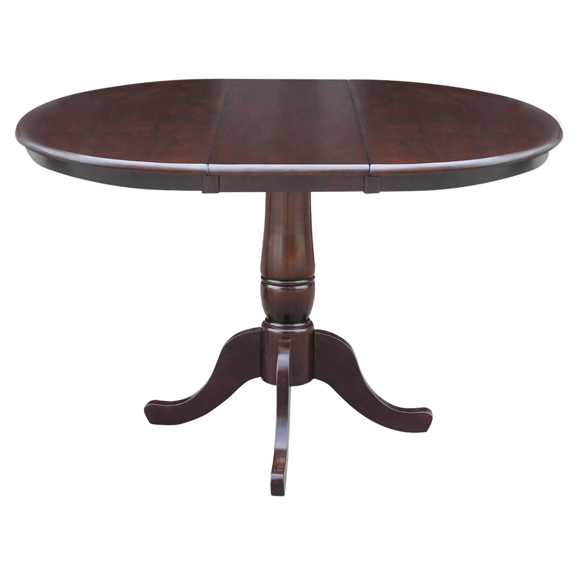 International Concepts Mocha Round Traditional Extending Dining Table ...