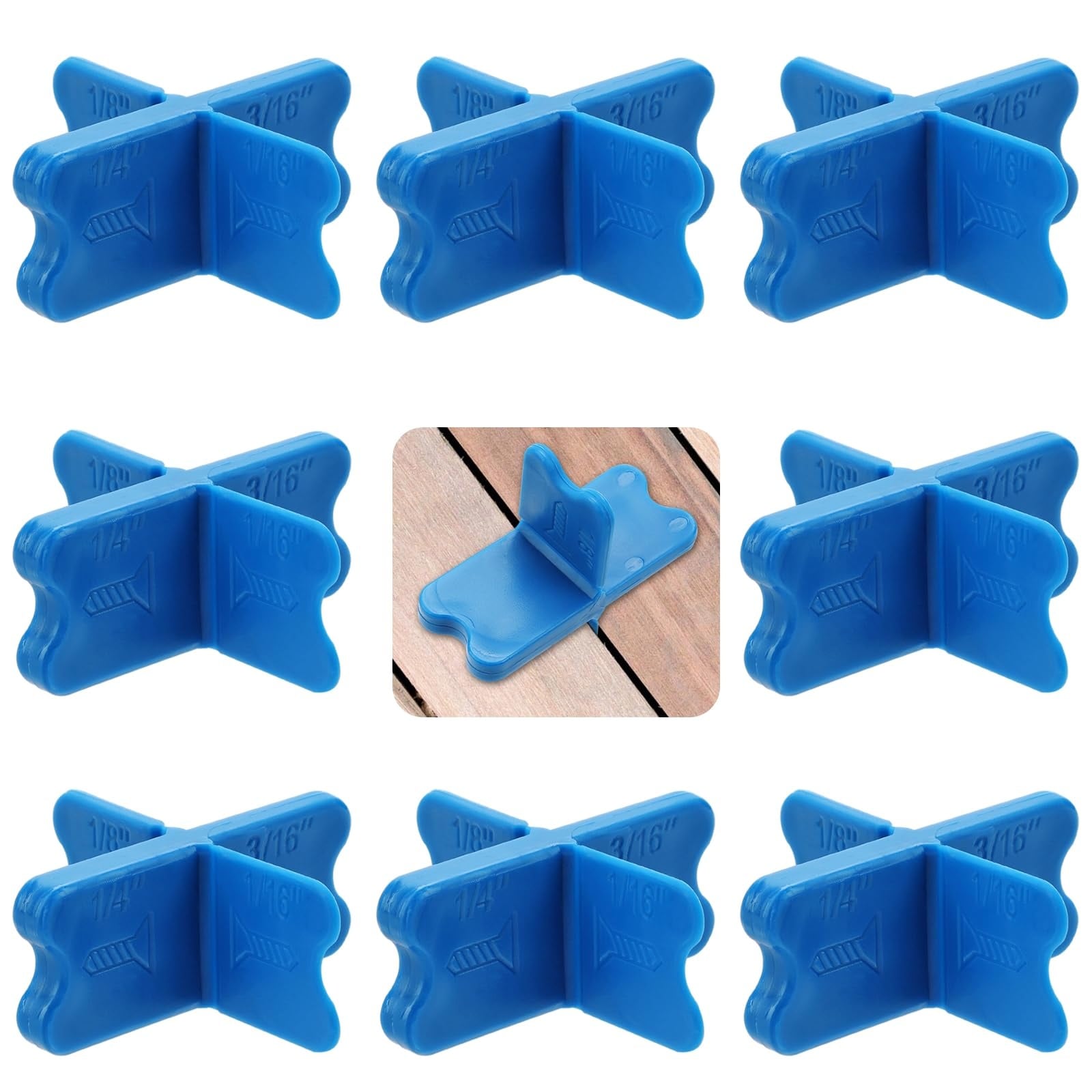 Etokfoks  Pressure Treated Deck Spacers 1 16 in x 1 8 in x 3 16 in x 1 4 in 8 Pcs Uniform Gap for Composite Decking