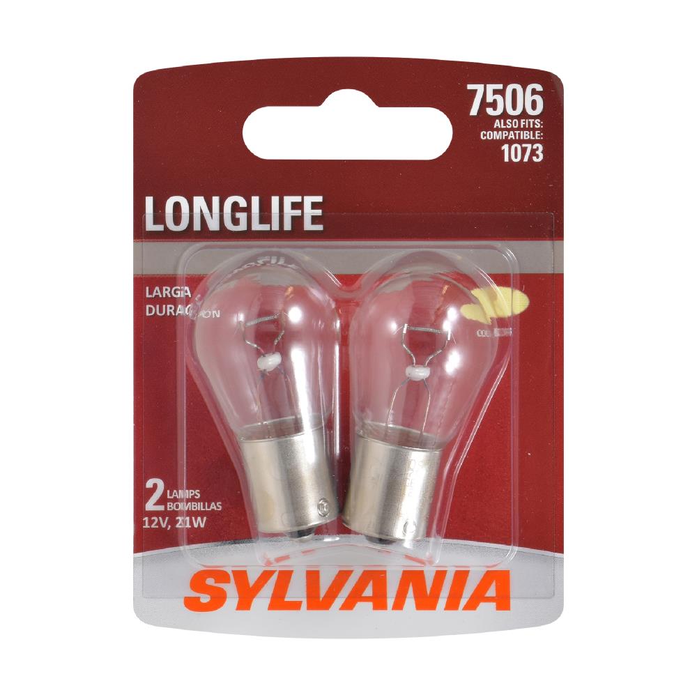 SYLVANIA 7506 LONGLIFE 7506 LongLife Incandescent Auxiliary Lighting Bulbs, White, 2 Pack - Legal for On Road Use, OE Quality