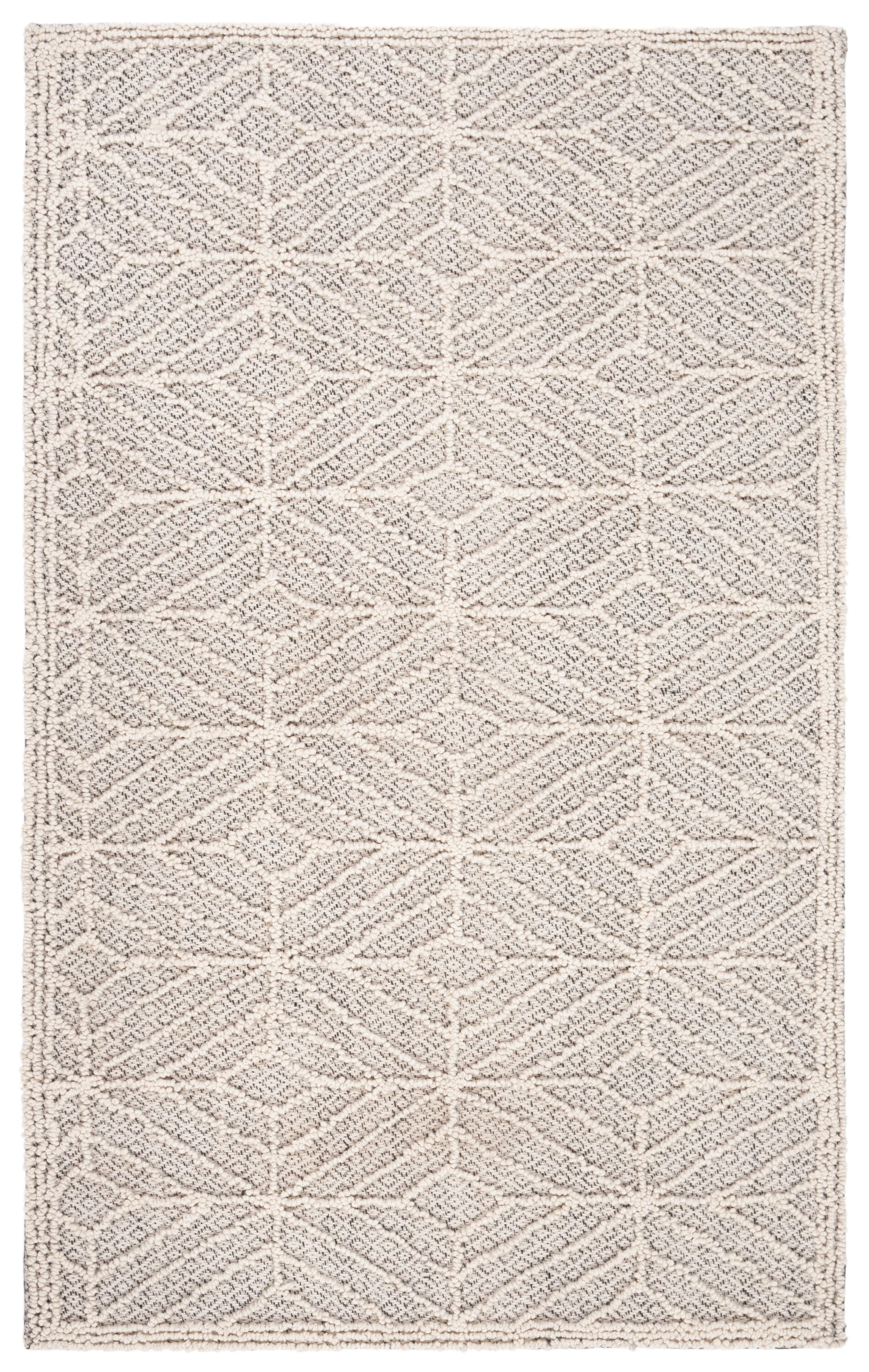 Ivory and Black Geometric Hand-Tufted Wool Area Rug