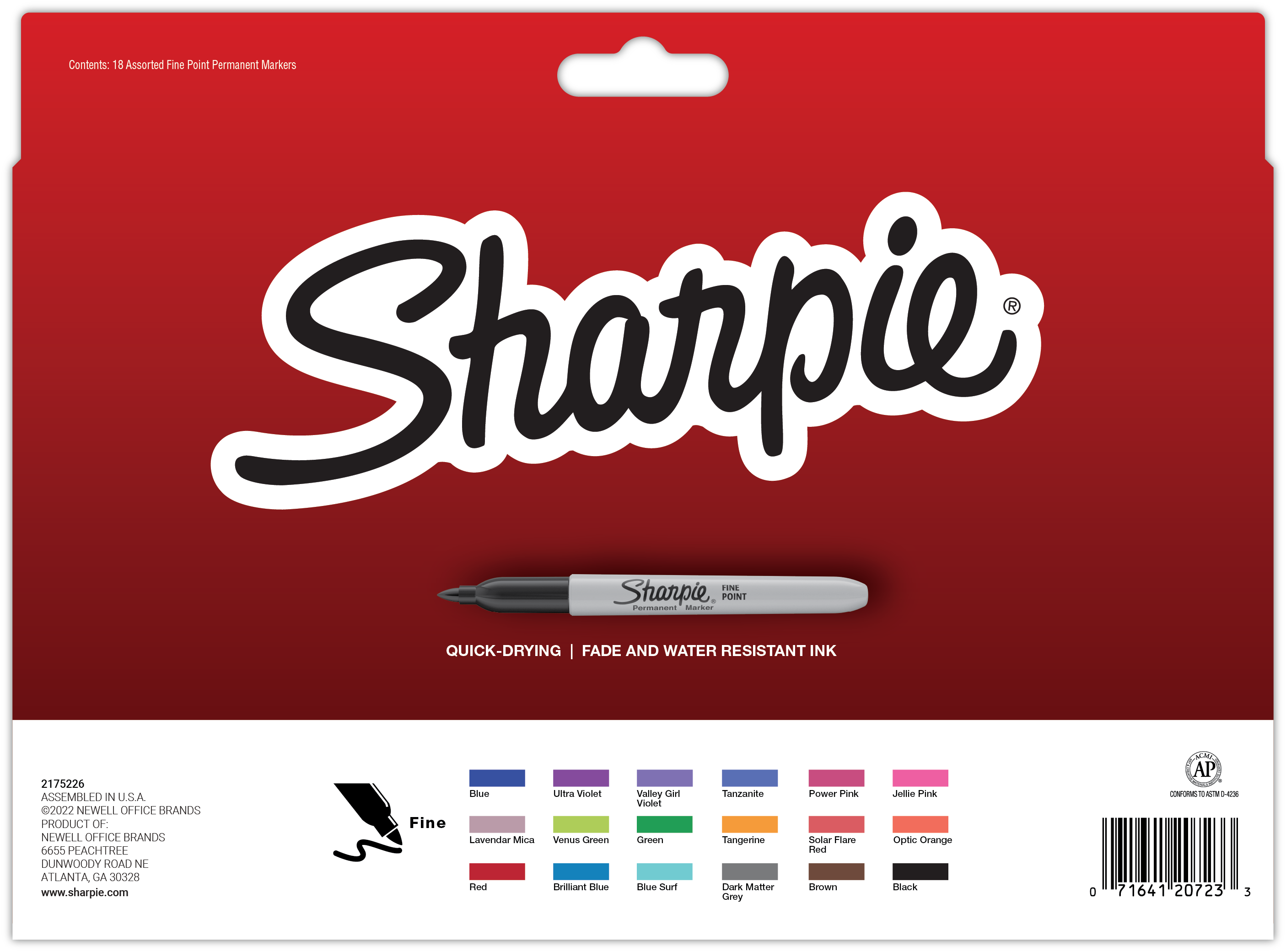 Sharpie Permanent Markers with Storage Case Fine Point Vibrant Colors 12  Count
